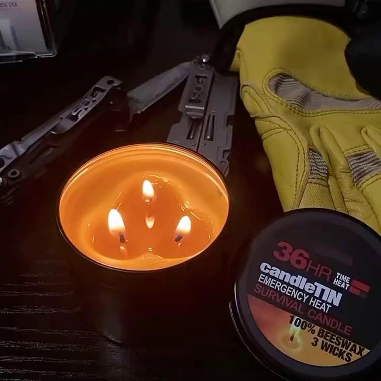 4er-Pack Survival-Kerzen mit langer Brenndauer, 3-Docht-36-Stunden-Notfallkerze, langlebige Survival-Kerze mit natürlicher, duftender Kerze für Notfälle, Camping, Wandern, wichtige Vorräte – Bild 4