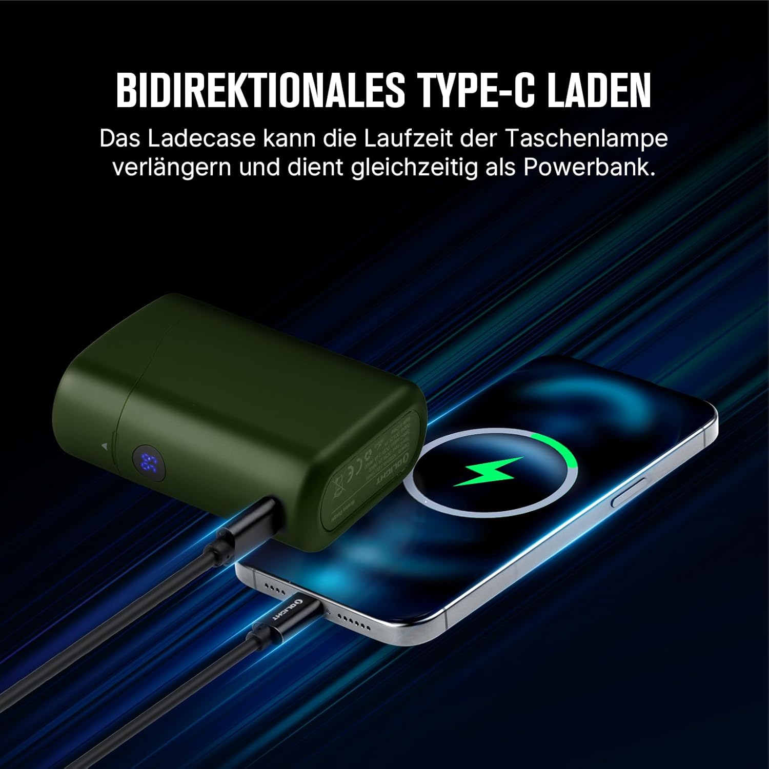 OLIGHT Baton 4 Kit Mini-LED-Taschenlampe wiederaufladbar mit dimmbarem Ladeetui, Handlampe bis zu 190 Tage Laufzeit, 1300 lm, 170 m Leuchtweite, superhelle kleine Taschenlampe für den täglichen Gebrauch, IPX8 OD grün – Bild 7