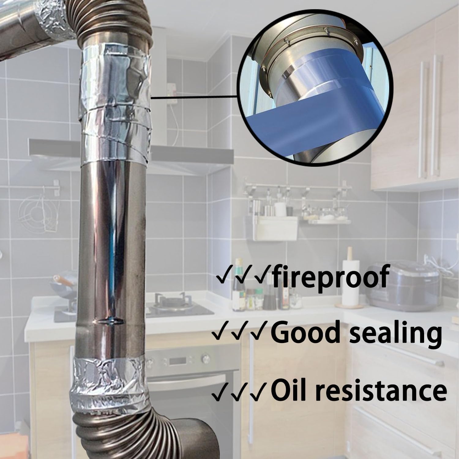 CHUANGSEED 1 Rolle Aluminium-Klebeband 100 mm x 50 m, Aluminium-Klebeband für Kücheninstallationen, Abschirmung und Isolierung, Dichtungsreparatur, selbstklebendes Aluminiumfolienband, hohe Temperaturbeständigkeit – Bild 4