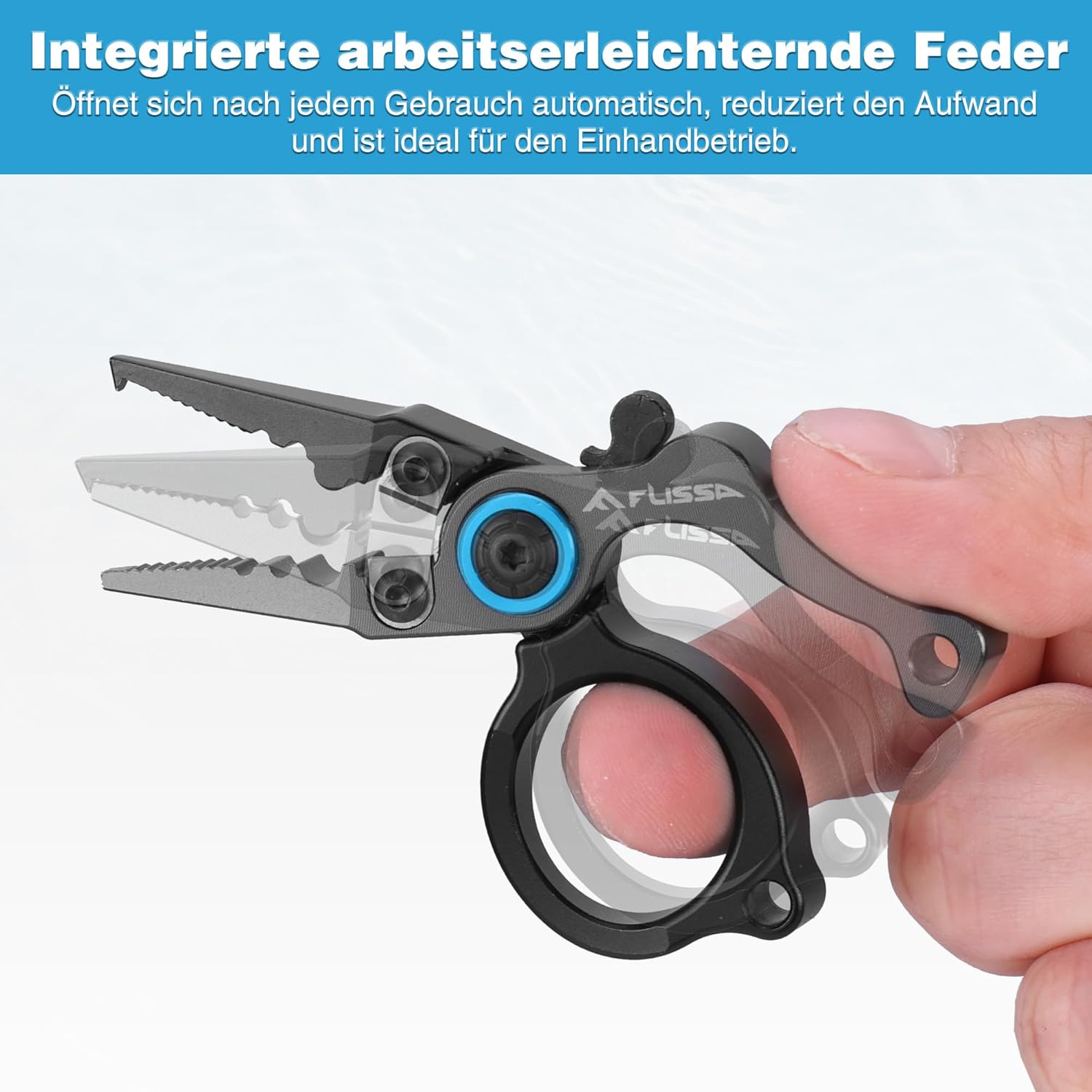 FLISSA Mini-Multifunktions-Angelzange, Multi-Angelzange mit Hakenentferner, Sicherheitsverriegelung, Wolframstahl, Schneidegriff aus Aluminiumlegierung, zum Angeln – Bild 6