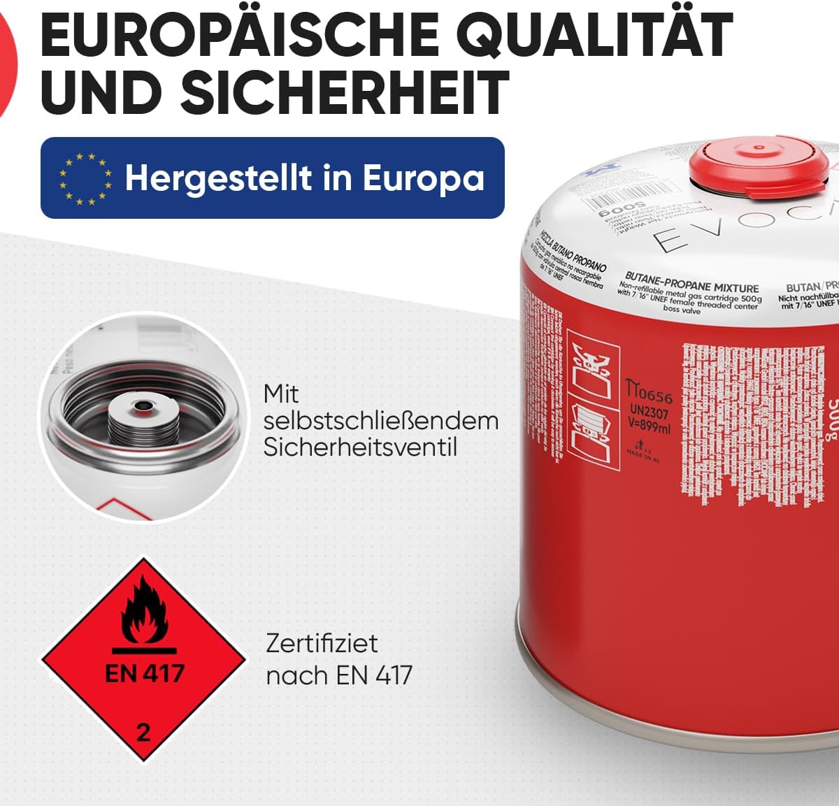 6 x Butan-Gaskartuschen 500 g, Schraubkartusche mit Butan-/Propangas 899 ml, Gaskartusche EN417, Ventilkartusche mit Schraubverschluss, Gaskartusche mit Campinggas, Gaskartuschen mit Schraubventil – Bild 4