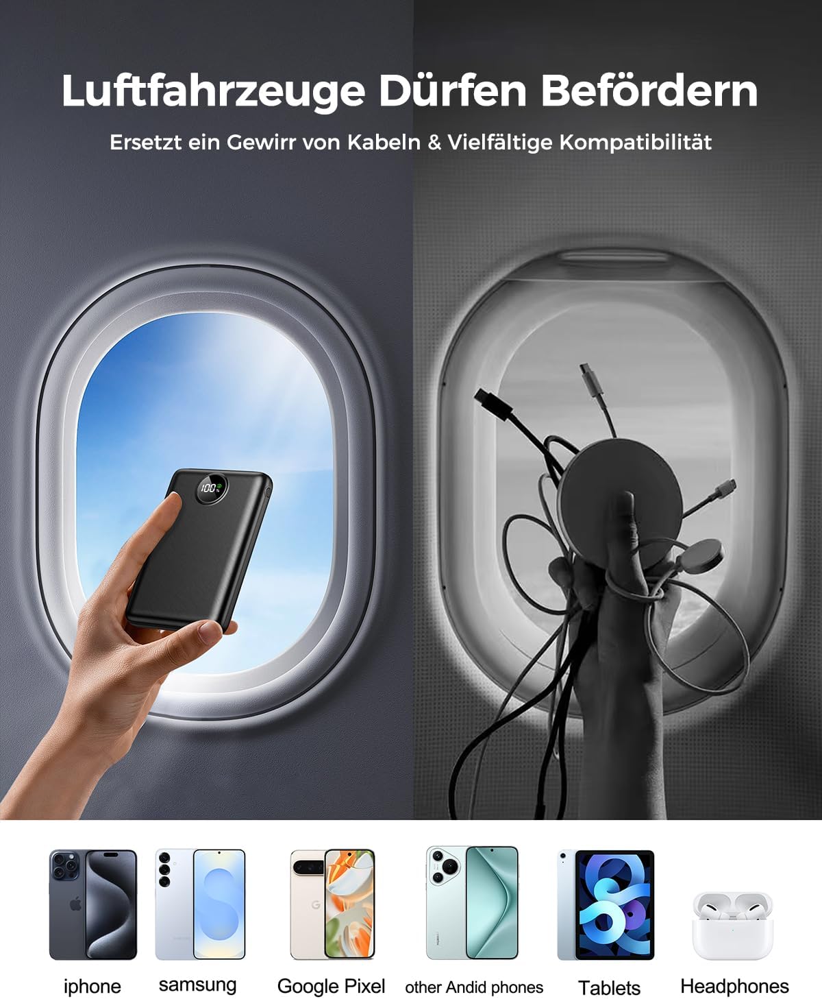Powerbank 10000 mAh, 22,5 W Schnelllade-Powerbank mit USB-C-Eingang und -Ausgang, externer 3-Port-Akku für iPhone 17 16 15 14 13 12 Pro Max und mehr – Bild 7