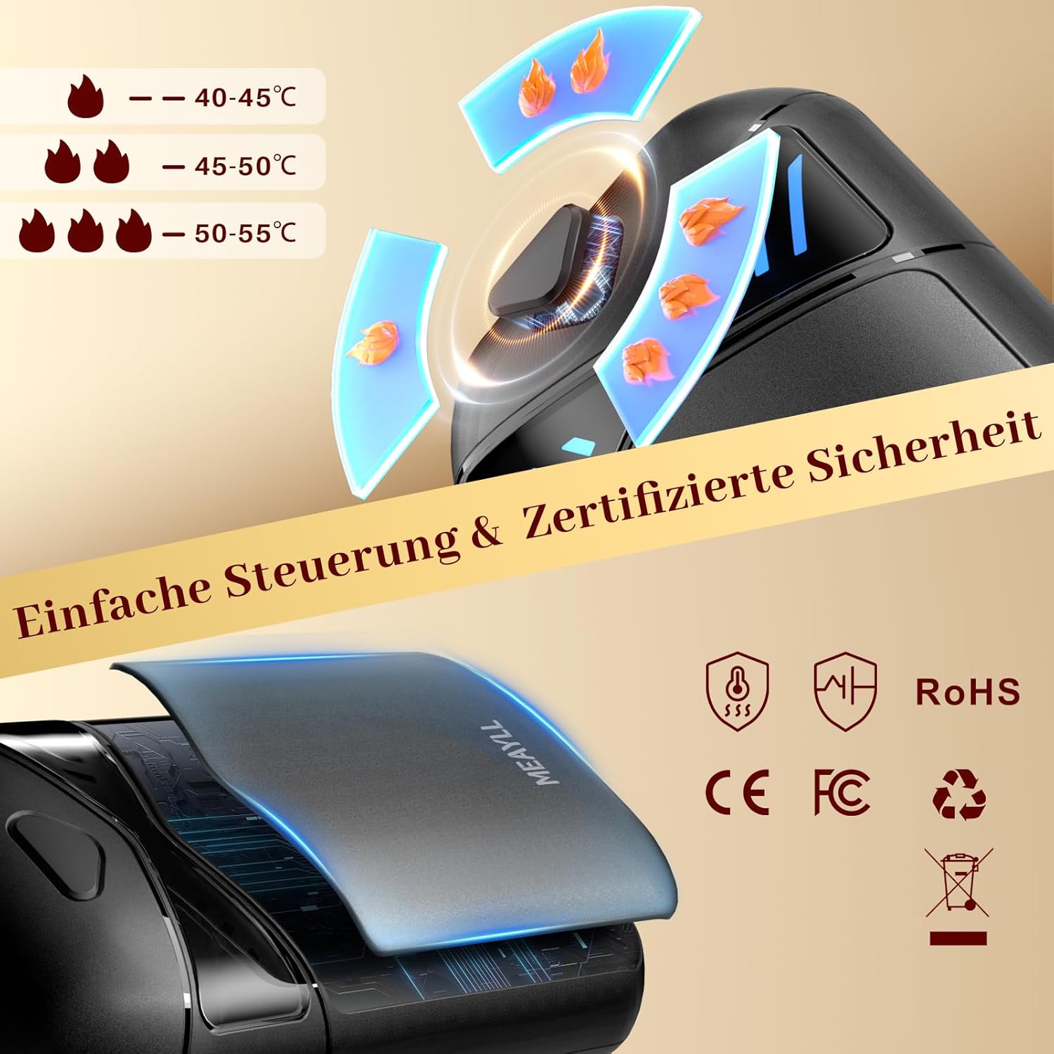 Wiederaufladbarer Handwärmer, 2er-Pack, magnetischer Taschenwärmer mit LED-Anzeige & 6000-mAh-Akku, 3 Heizstufen, elektrischer Wärmer für Outdoor & Winter, Geschenk für Männer und Frauen – Bild 5