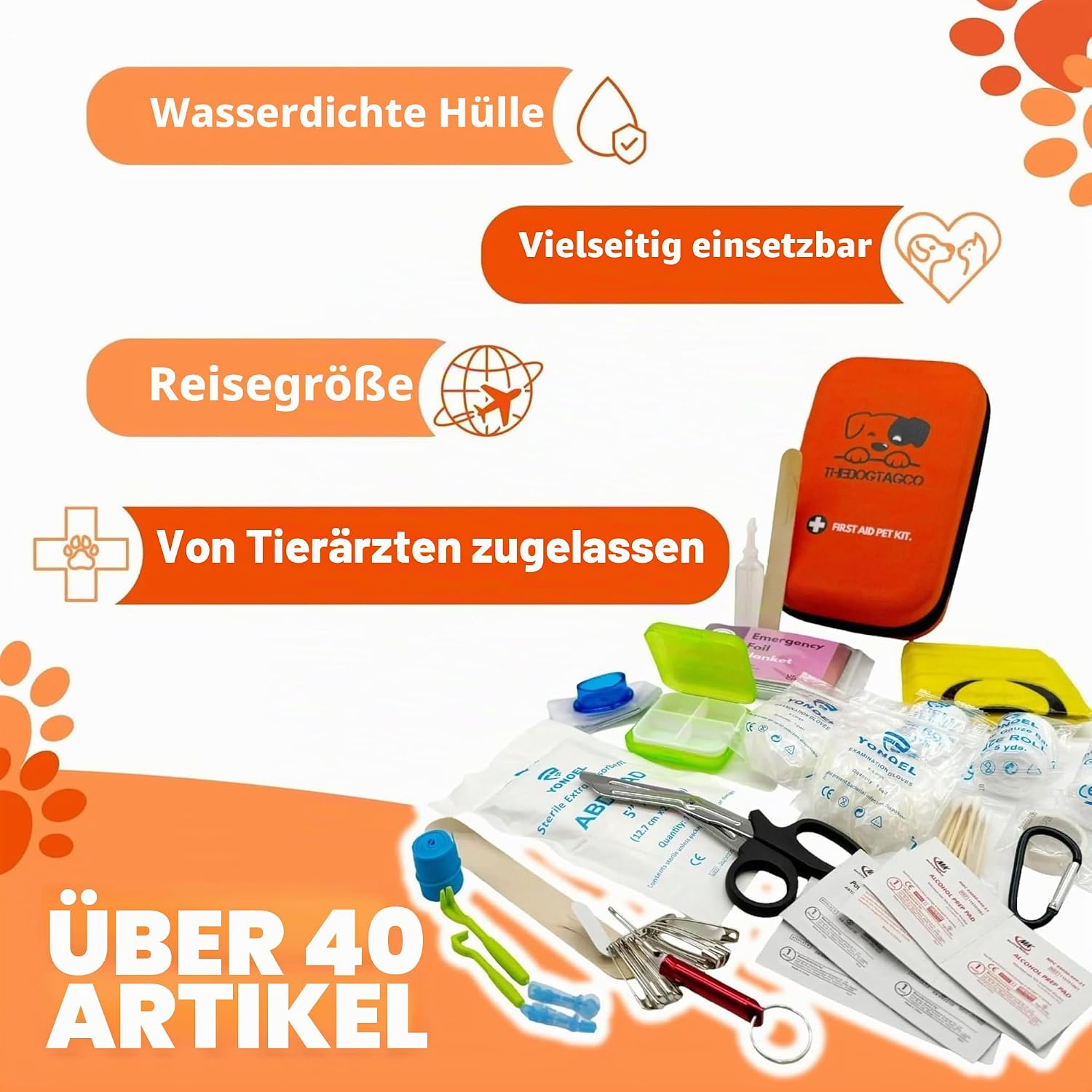 TheDogTagCo Erste-Hilfe-Set für Hunde, über 40 Gesundheitsartikel, kompakt und tragbar, vorbereitet für jeden Notfall bei Haustieren – Bild 3