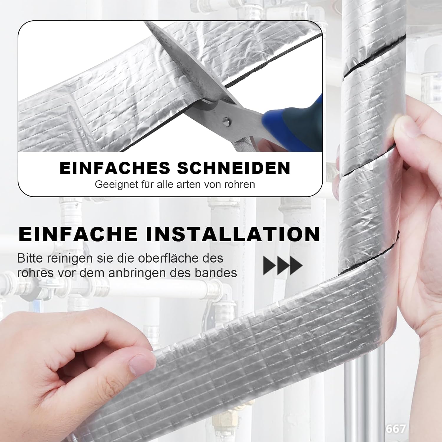 Rohrisolierung Selbstklebender Isolierkanal 5 cm x 10 m Rohrisolierung Schaumisolierung zum Umwickeln von Rohren für Rohrummantelungen, Heizungsrohre und Rohrschutz-Isolierband – Bild 4