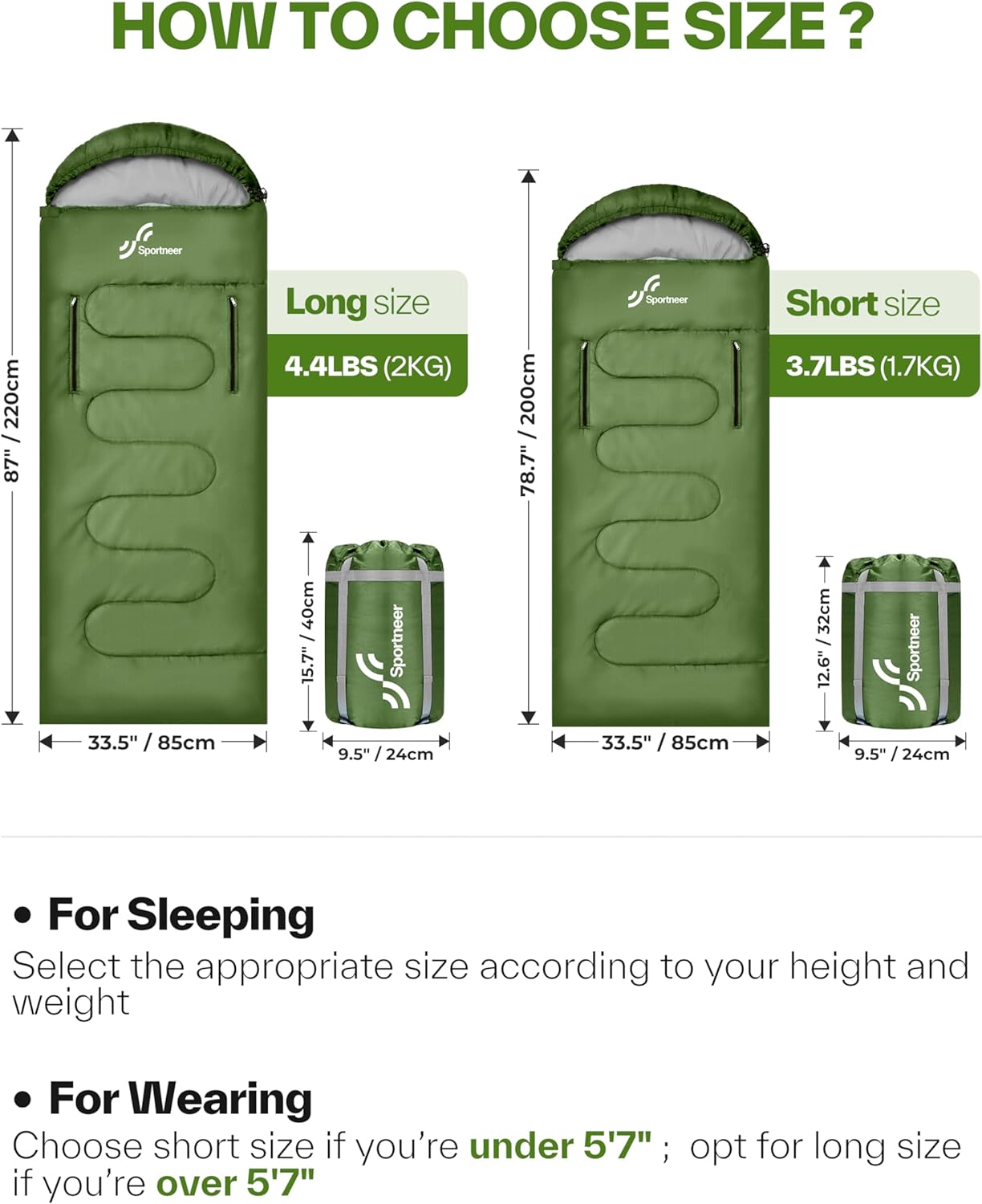 Sportneer Outdoor-Schlafsack, 3–4 Jahreszeiten, für Erwachsene, warmer Schlafsack für Camping, Reisen und Outdoor-Aktivitäten – Bild 6