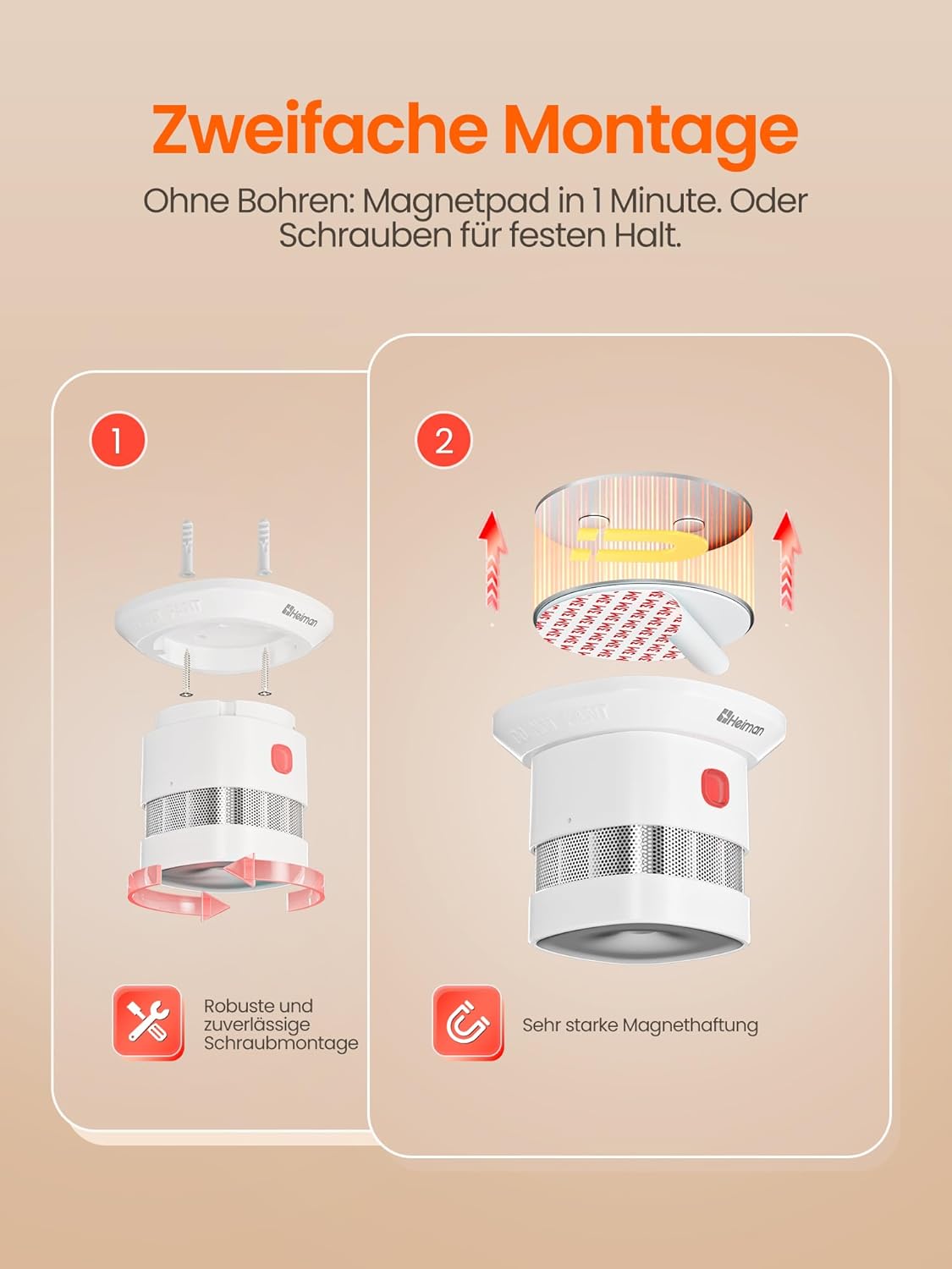 Heiman Smarter Rauchmelder HS1SA-E Plus, Rauchmelder erfordert Zigbee 3.0 Hub, DBI RoHS-zertifiziert, Feuermelder mit Magnethalterung, unterstützt ZHA & Z2M für Home Assistant – Bild 6