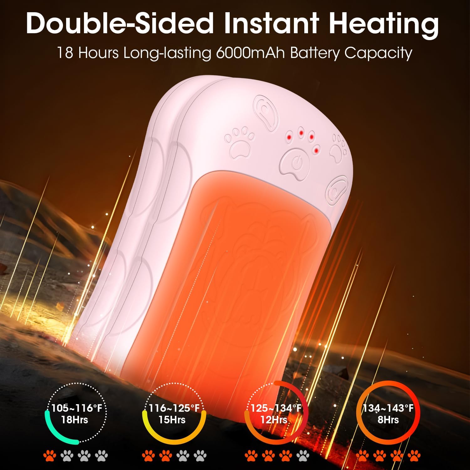 Elektrischer Handwärmer, 2er-Set, 6000-mAh-Akku, elektrischer Handwärmer, wiederverwendbar, wiederaufladbarer Taschenwärmer, ideal für Outdoor-Sport, Jagd, Golf, Camping, warmes Geschenk für Damen, Herren, Kinder – Bild 3