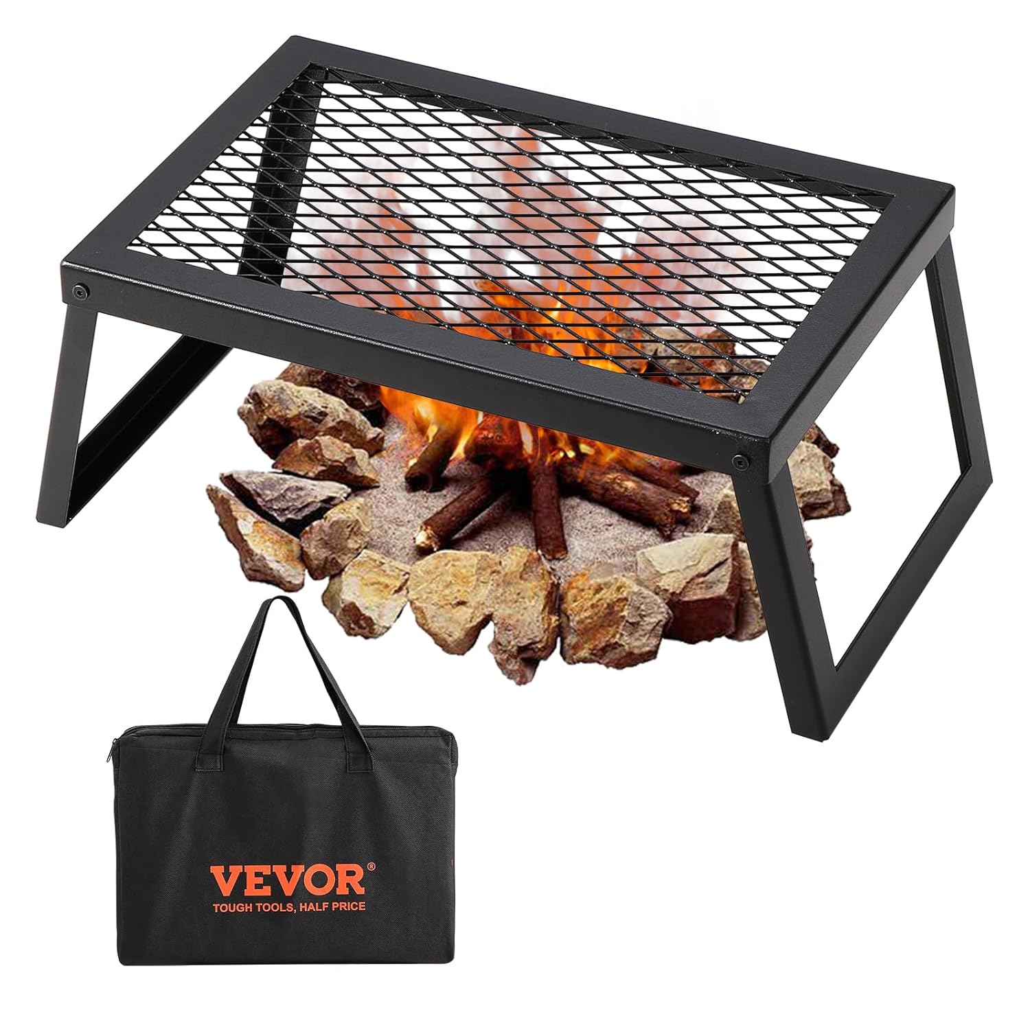 VEVOR BBQ Gills Holzkohlegrill Klappgrill 458 x 305 x 205 mm, Tischgrill tragbarer Reisegrill 6 kg Tragkraft, Outdoor faltbarer Picknickgrill Campinggrill schwarz 300 °C, für Terrasse, Camping, Party