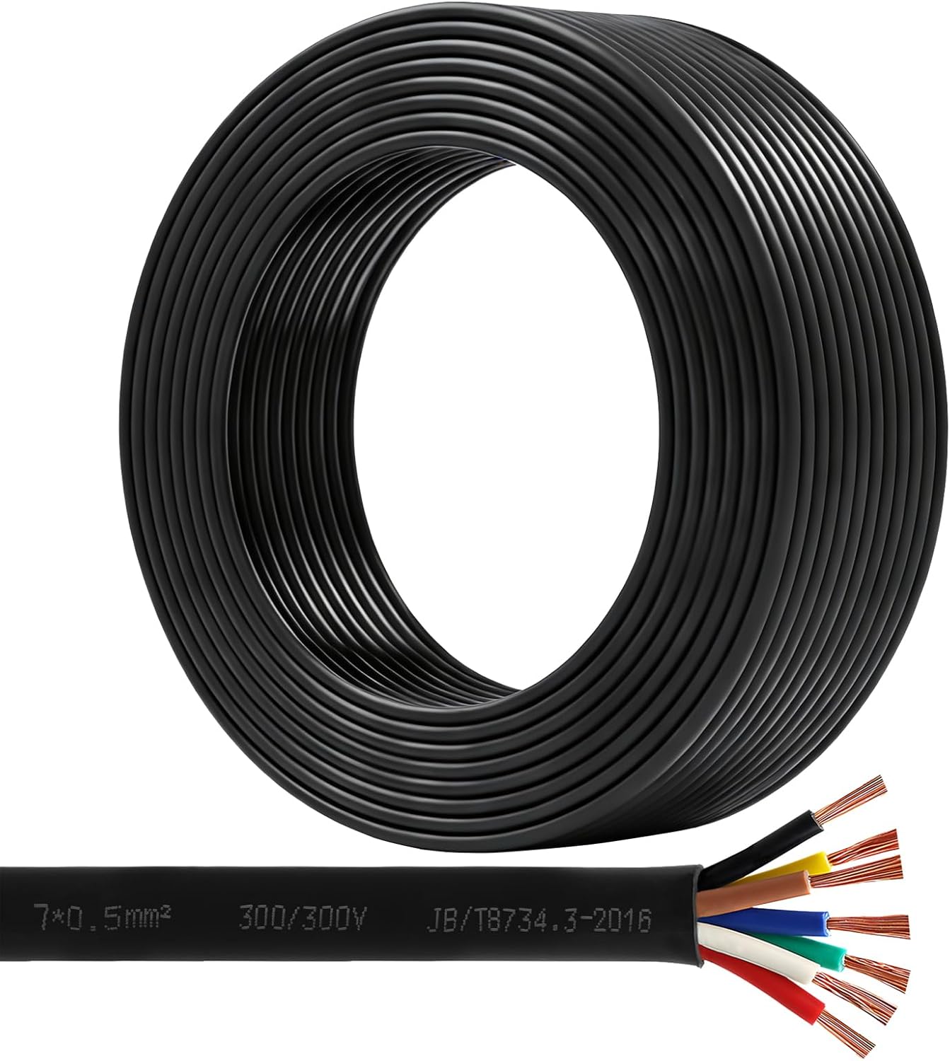 AOHEWEI 7-adriges Kabel für Anhänger 5 m Schwarz Anhängerkabel 7-polig für Wohnwagen LKW PKL Industrie