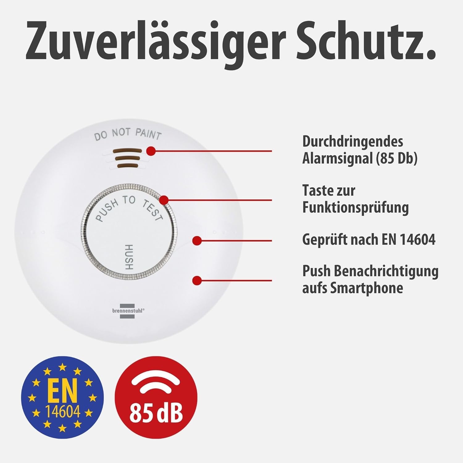 Brennenstuhl Connect WiFi Rauchwarnmelder RM A 3020, inkl. 2X Batterien | Rauchmelder WLAN inklusive 2x austauschbaren Batterien, geprüft nach EN 14604, mit App-Benachrichtigung – Bild 3