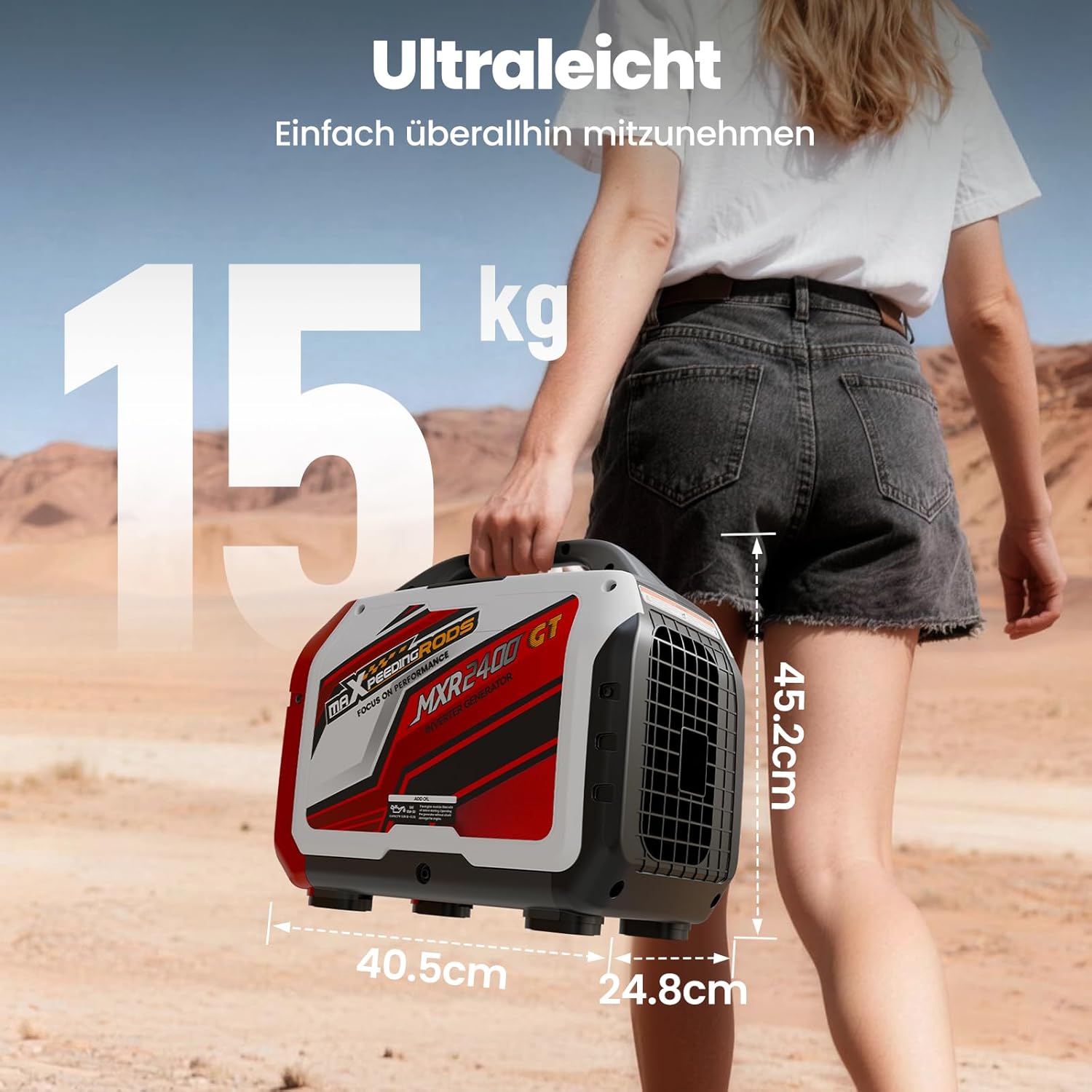 maXpeedingrods 2000W Inverter Stromerzeuger Benzin Notstromgenerator mit Bluetooth App Datumsüberwachung, 15kg, mit USB und 230V Steckdosen für Camping, Festivals und Heimgebrauch – Bild 2