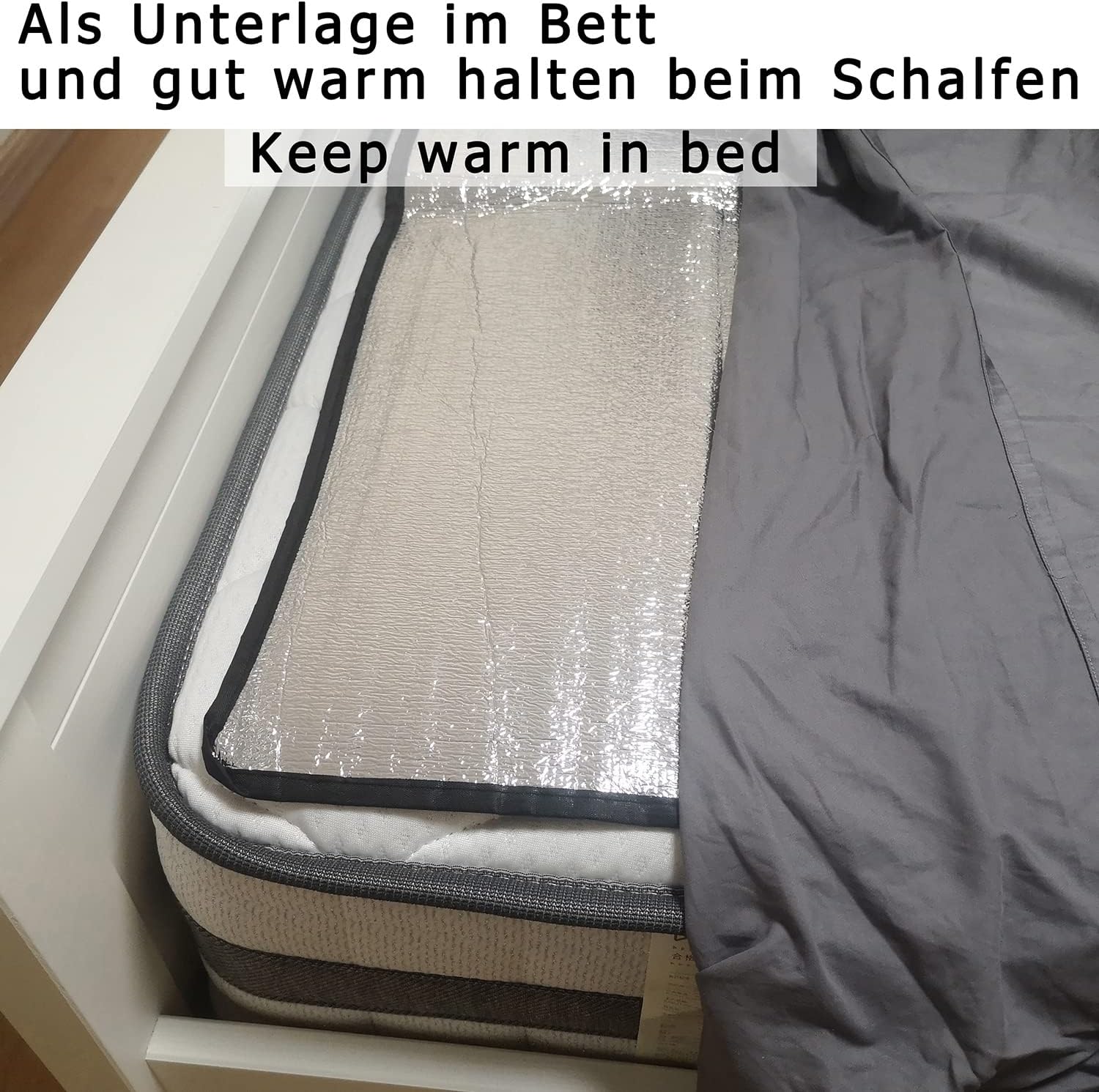 Aluminium-Isomatte, Schaumstoffmatten, 200 x 200 cm, isolierte Matte, faltbare Zeltmatte, Bodenmatte, Thermomatte, Isomatte für Camping, Aluminiumfolie, ultraleicht, silberfarben – Bild 8