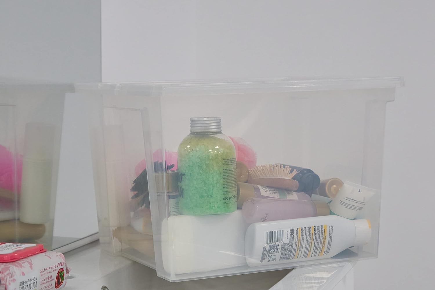 Iris Ohyama Vielseitige Aufbewahrungsbox mit Deckel, Stapelboxen, 30 l, 6er-Set, transparent, stapelbar, Kunststoff, für Schrank, Regale, Organisation, Kleidung, Bettwäsche, Kunststoffbox mit Deckel, USB-M – Bild 7