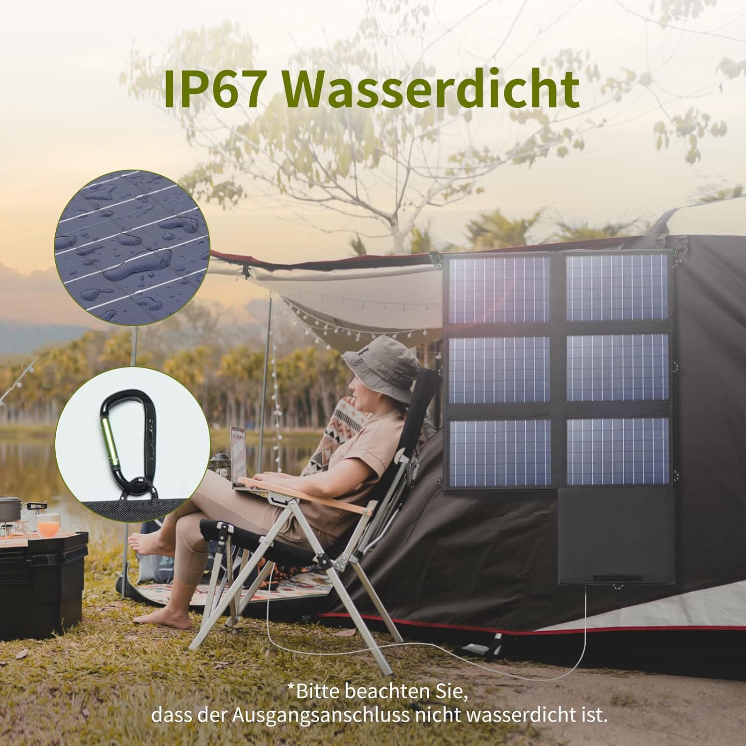 ALLPOWERS SP026 60W tragbares Solarpanel, monokristallines faltbares Solarpanel, mobile Photovoltaik-Solarmodule mit 18 V DC, 60 W USB-C- und USB-A-Ausgängen für Wohnmobile, Outdoor, Reisen und Camping – Bild 4