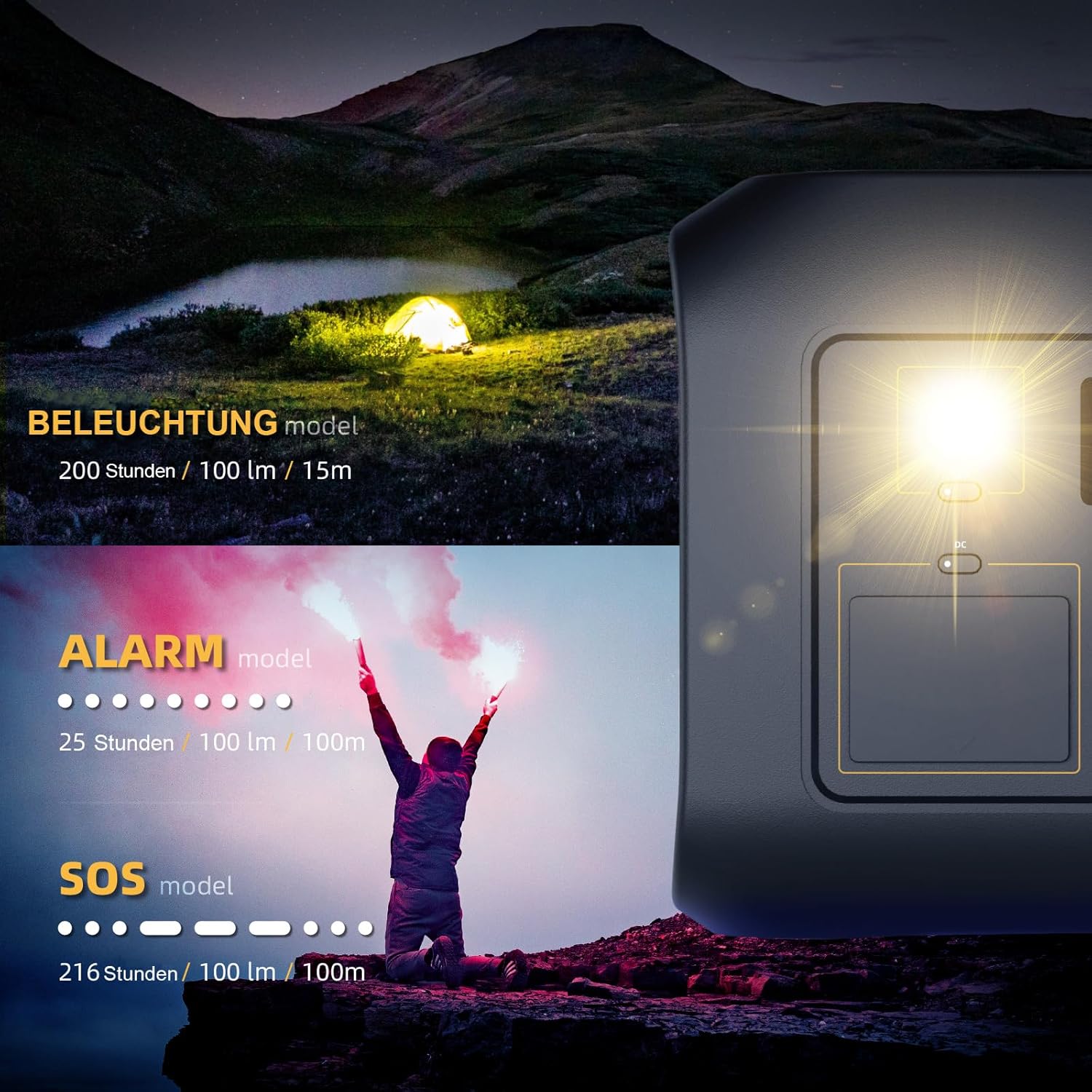 Powerbank Power Station 300 W (max. 500 W), 288 Wh (90.000 mAh), tragbare Powerbank mit 230 V reinem Sinus-Wechselstrom, LiFePO4-Akku-Kraftwerk, geeignet für Outdoor-Camping, Reisen und Notfälle – Bild 5