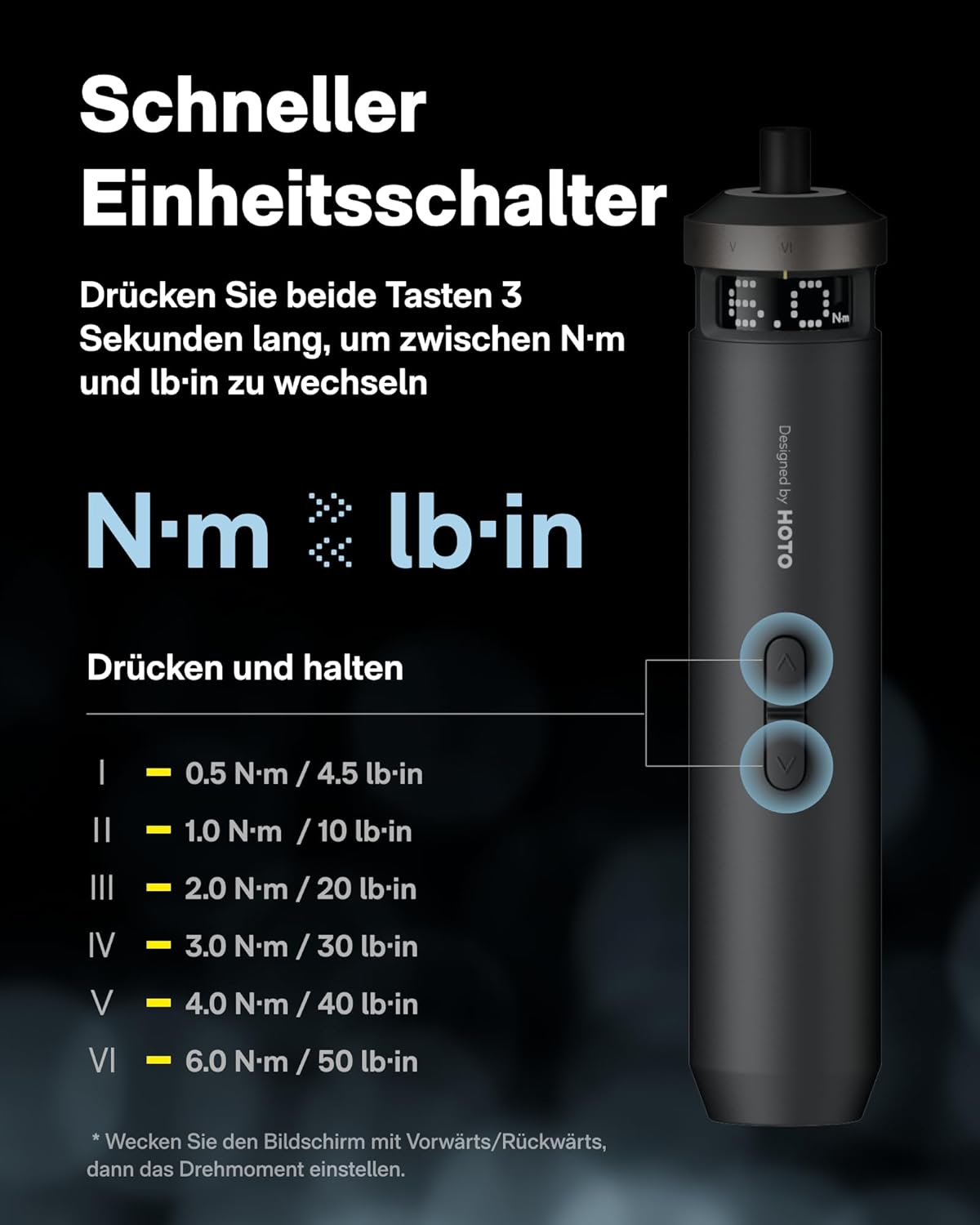HOTO PixelDrive Elektro-Schraubendreher-Set, 30 Bits, USB-C | Akkuschrauber mit intelligenter Anzeige, 6 Drehmomenteinstellungen (0,5–6 Nm), 1/4 Zoll, ideal für Elektronik, Reparaturen zu Hause – Bild 5