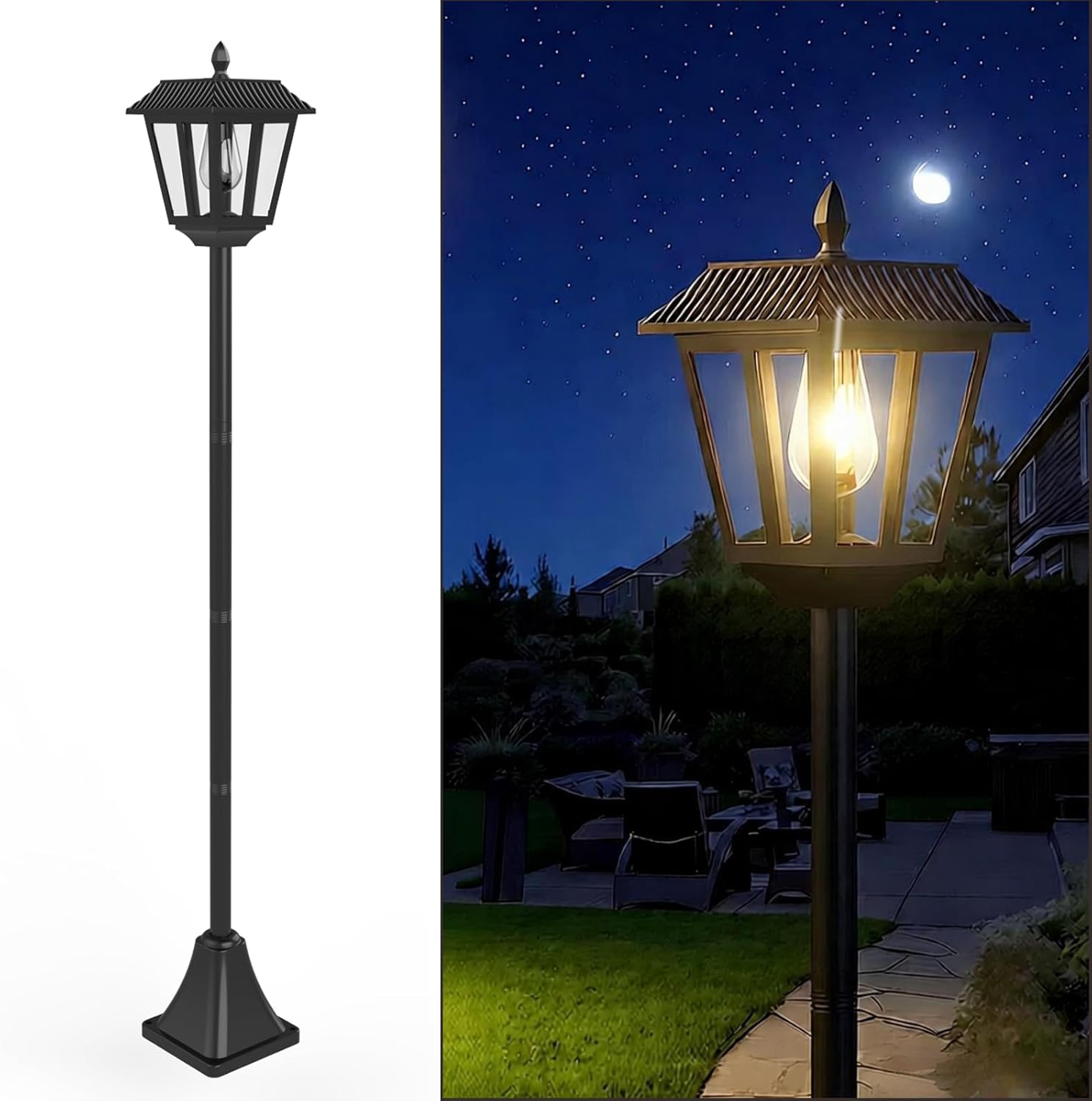 Gartenlaterne für den Außenbereich, 180 cm, Solarlaterne für den Außenbereich, Gartenleuchten, Solar-Warmweiß, IP65 wasserdicht, Solarleuchten für den Außenbereich, Garten, Wegeleuchte, Dekoration für den Außenbereich, Terrasse, Weg, Rasen, 1 Stück