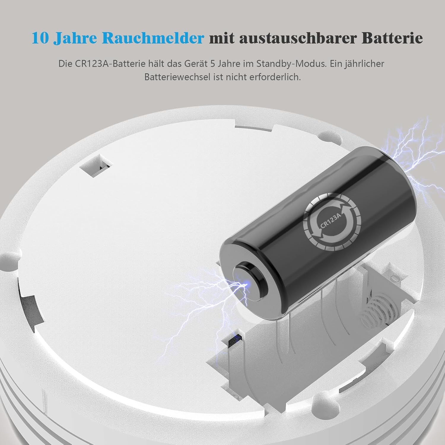 XINDUM 10 Jahre Rauchmelder mit Basisstation, Smarter Feuermelder TÜV-Rheinland zertifiziert nach EN 14604, Vernetzter Feuermelder mit wechselbarer Batterie, kein LED-Blinken, kompatibel mit App, 3er-Set – Bild 7