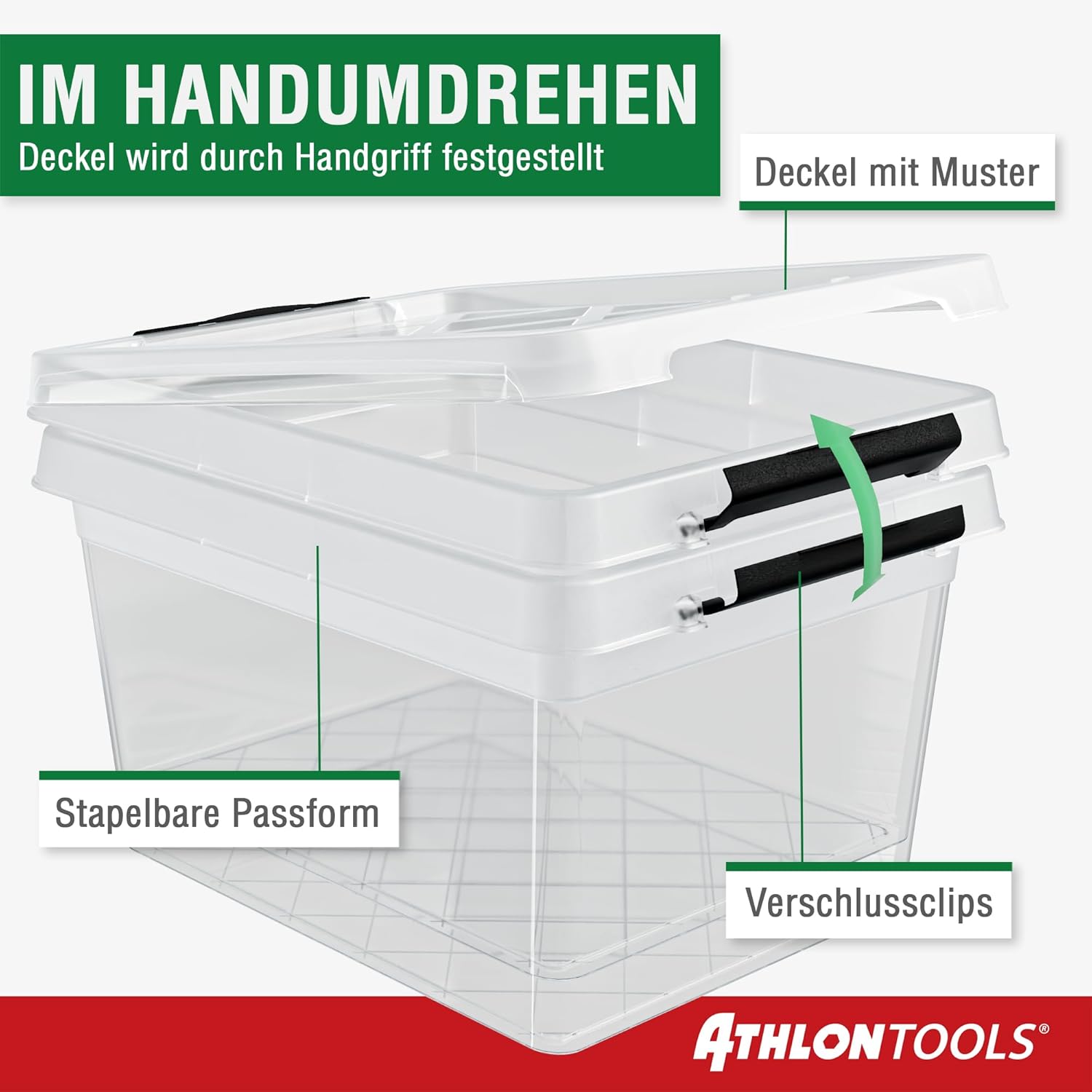 ATHLON TOOLS 10er Set 5L Aufbewahrungsboxen mit Deckel, klein, 100% lebensmittelecht, BPA-frei, Kunststoffbox mit Deckel, stapelbar, Aufbewahrung & Organisation, Kunststoff-Stapelboxen aus neuem Material – Bild 4