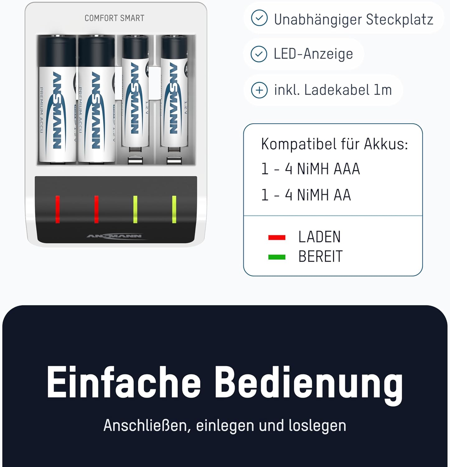 Ansmann Batterieladegerät – Automatisches Batterieladegerät mit Perfect 7-Ladetechnologie und Reparaturmodus – Bild 3