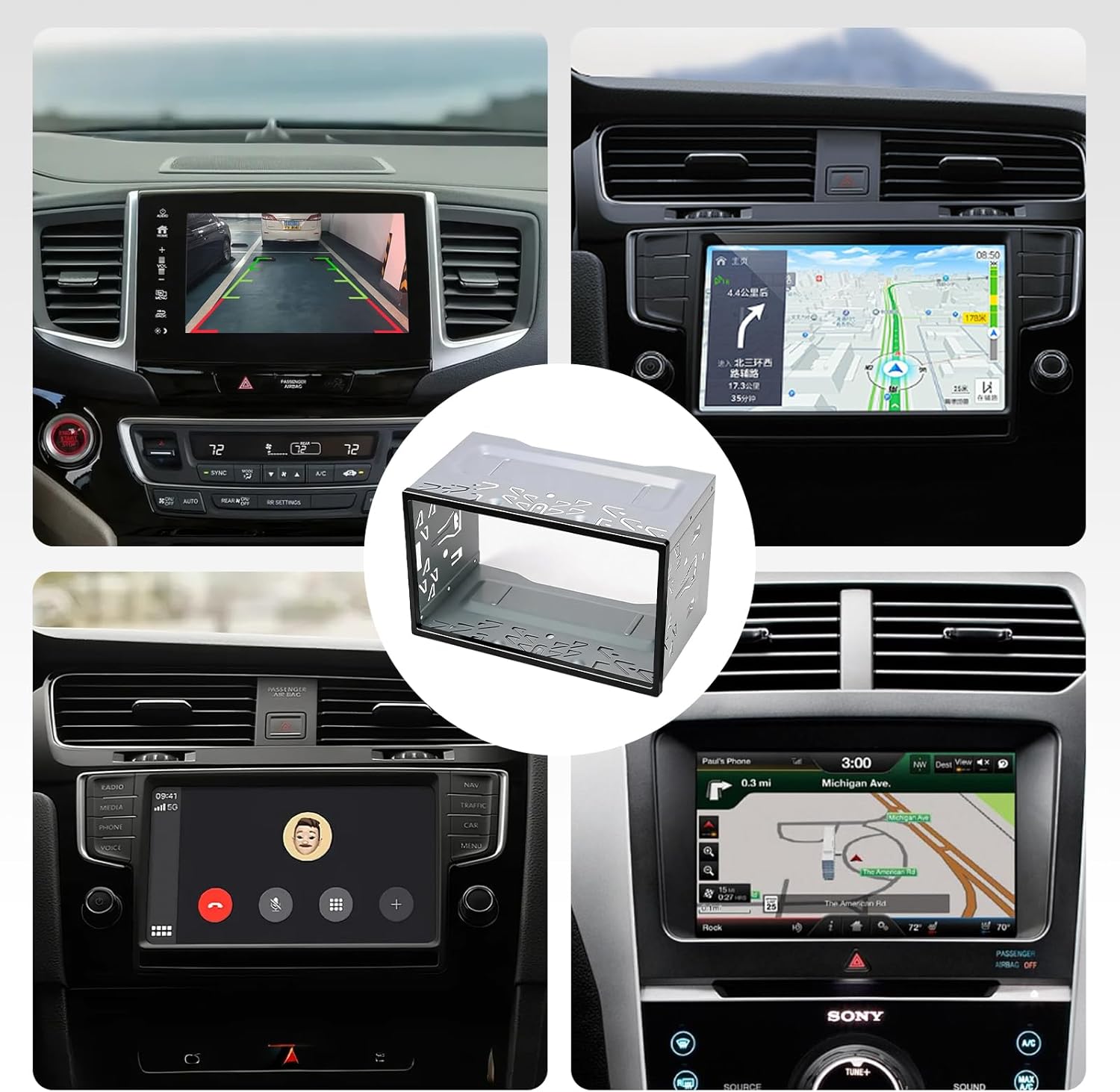 DYOUen Autoradio-Einbaurahmen, 2DIN, Doppel-Metallrahmen-Halterung, Blenden-Montageset für Doppel-DIN-Autoradio, Auto-DVD-Player, GPS-Navigation – Bild 8