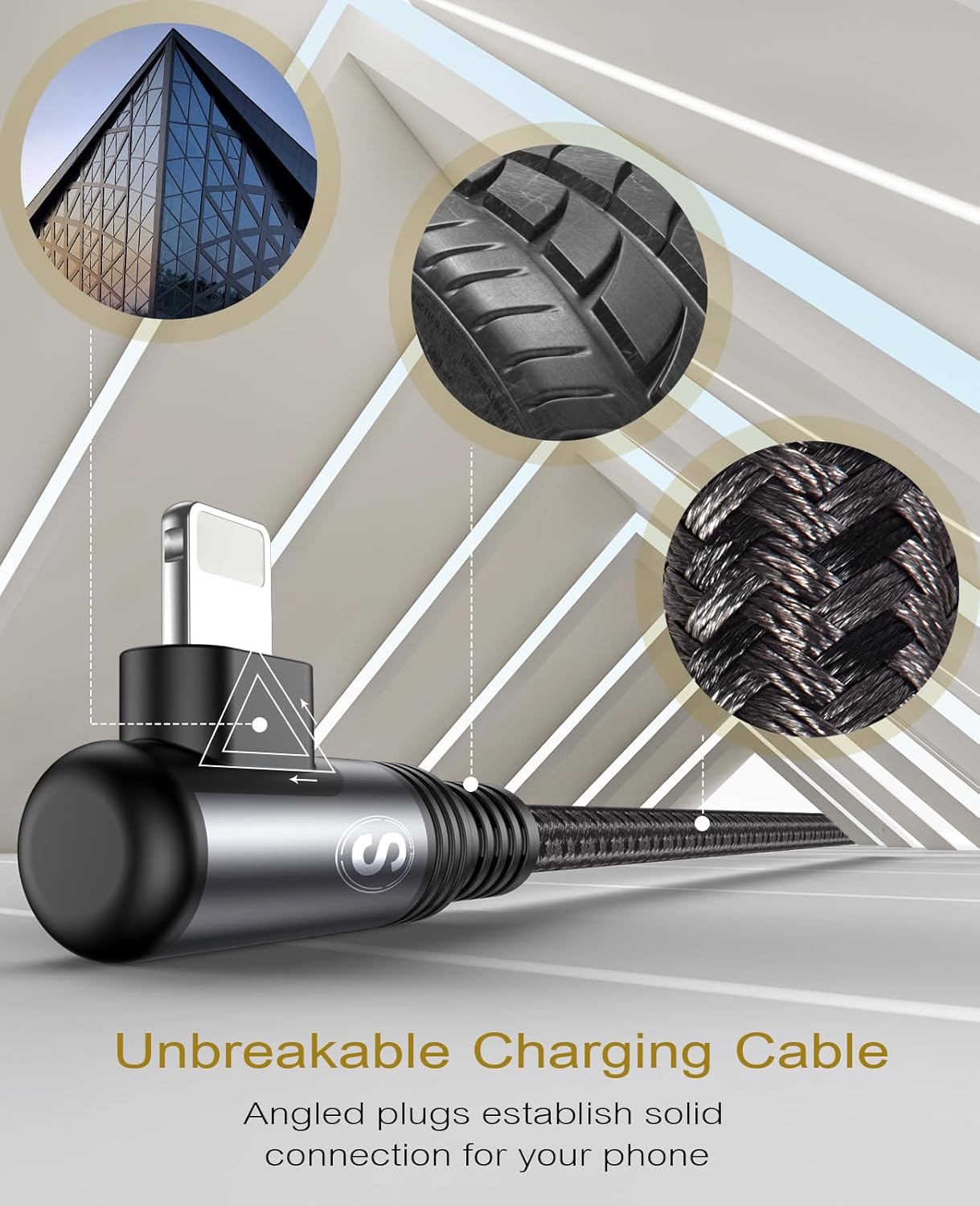 USB-C-Ladekabel (2 Stück, 2 m), SWECENT 90-Grad-iPhone-Ladekabel, Power Delivery, Nylon, schnelles Typ-C-Ladekabel für iPhone 14/13/Pro/Pro Max/Mini/12/12Pro Max/Mini/11 Pro/X/XS/XR/SE/8 Plus, Grau – Bild 4