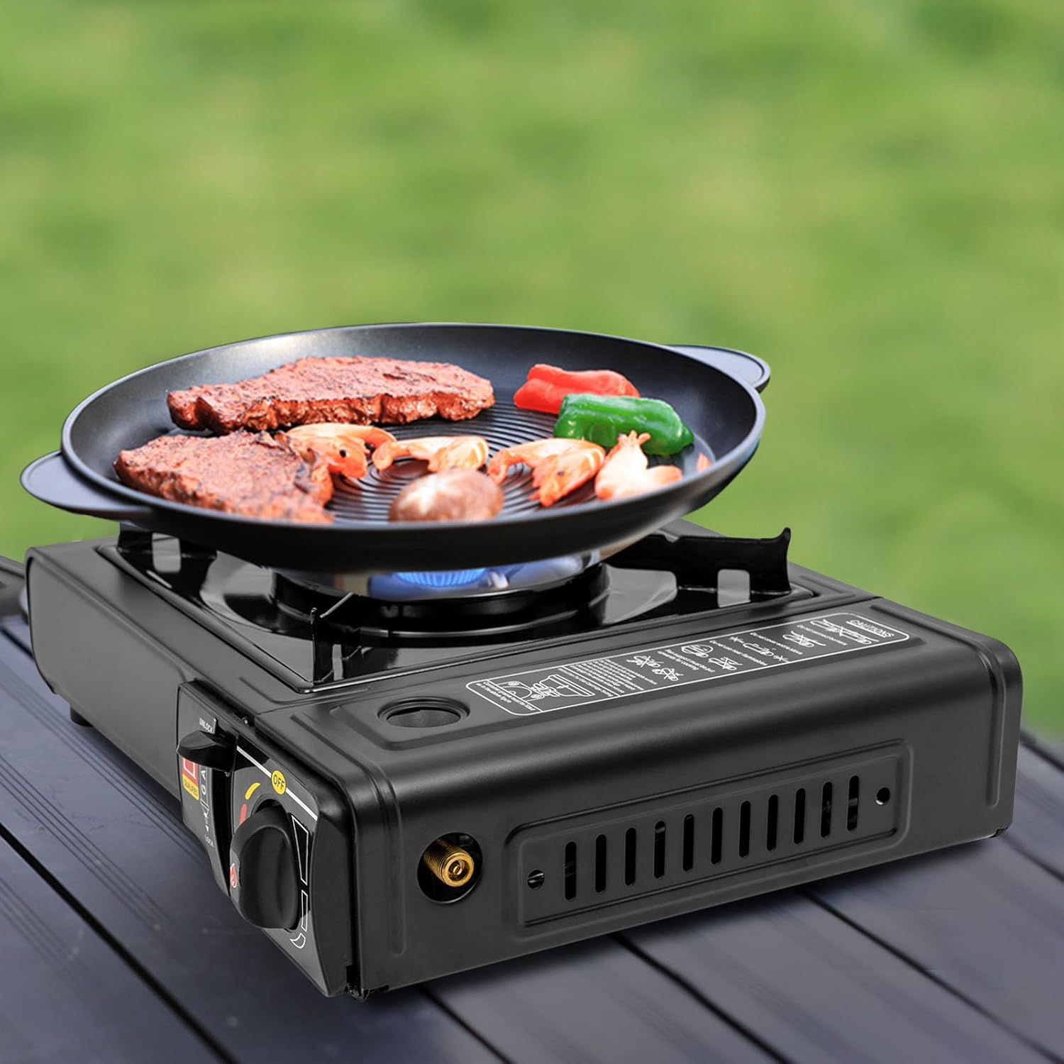 Tragbarer Gasgrill, BBQ-Grill, Grill im Freien, Campingkocher, Camping-Gasgrill, kleines Grillnetz, Tischgrill, Campinggrill, Picknick-Grill, für Camping, Reisen und Kochen im Freien – Bild 4