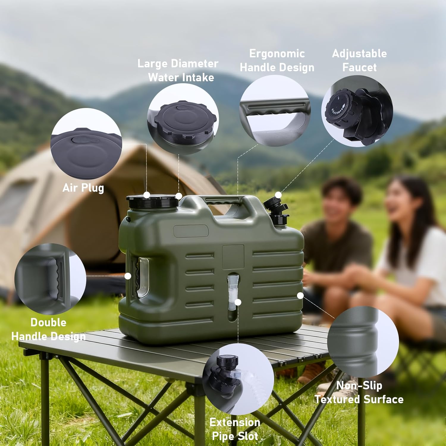 18,5L Wasserkanister mit Wasserhahn und elektrischen Wasserpumpen, Wassertank Camping Wasserkanister Tragbarer Wasserbehälter für Camping, Outdoor, Angeln, Party, Wohnmobil, Küche (Schwarz) – Bild 3