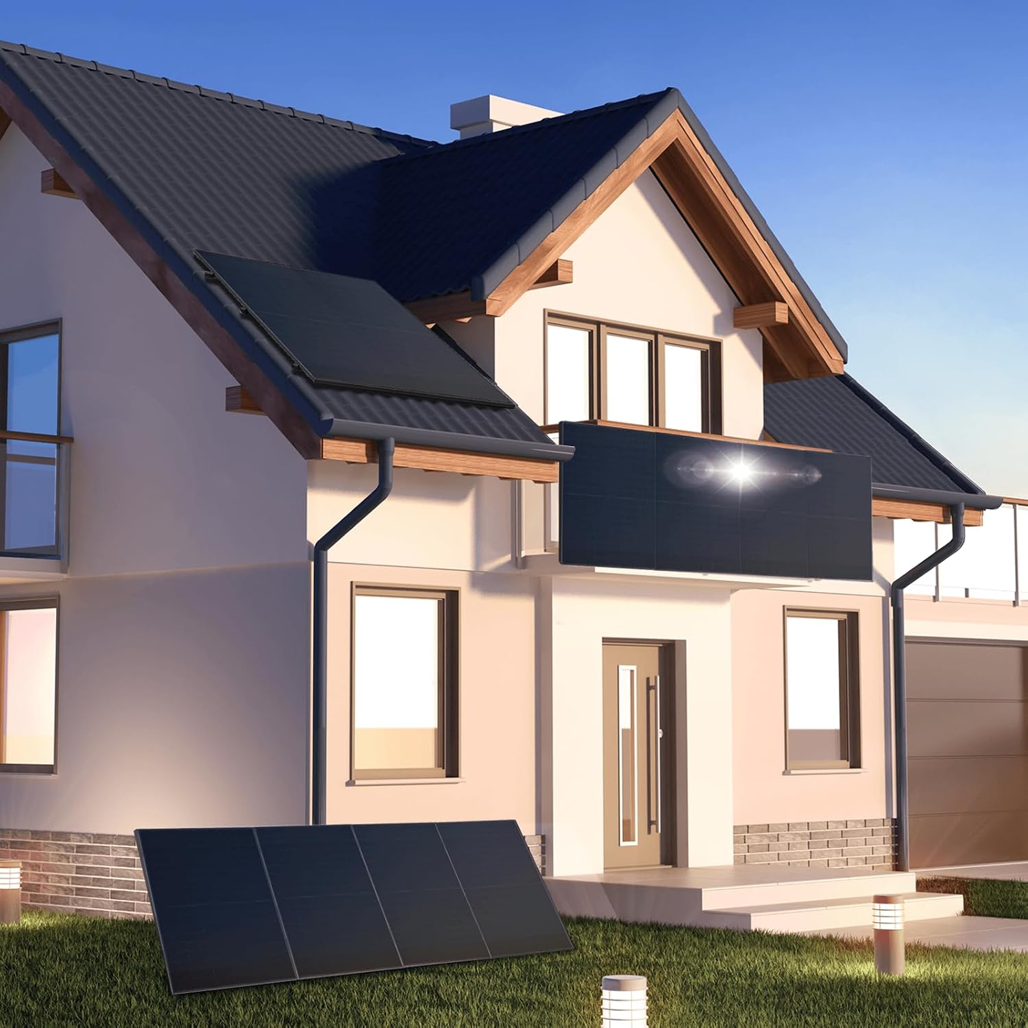 SUNNIVA Solarpanel 500 W Vollschwarzes Bifacial-Glas-PV-Modul Solarpanel – PMax 500 W Bifacial N-Typ, für Balkonkraftwerk oder PV-Solaranlage – Bild 4