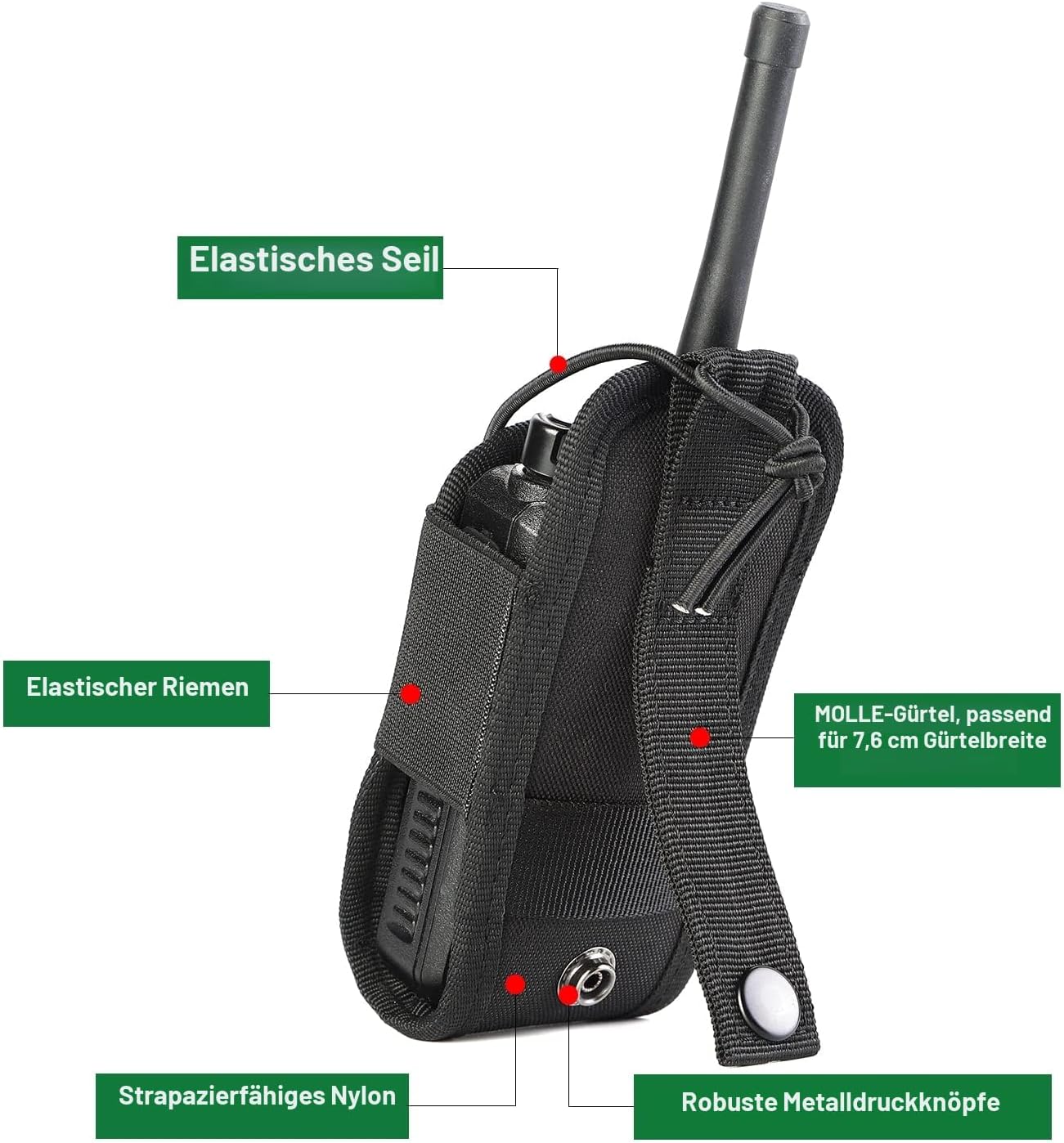 Kyrio Molle Funkgerät-Halterung, taktische Walkie-Talkie-Tasche für Dienstgürtel, GPS-Radio-Holster-Tasche, Jagd-Intercom-Tasche, Interphone-Tasche – Bild 5