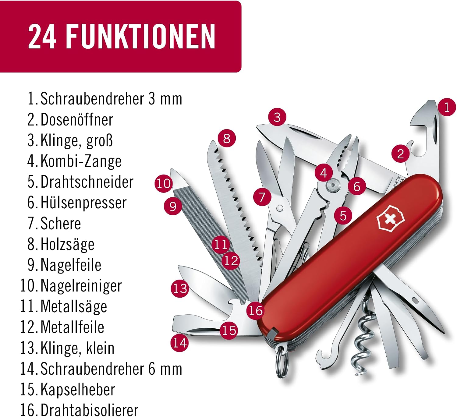 Victorinox Taschenmesser Handyman, 9 Funktionen, rot – Bild 4