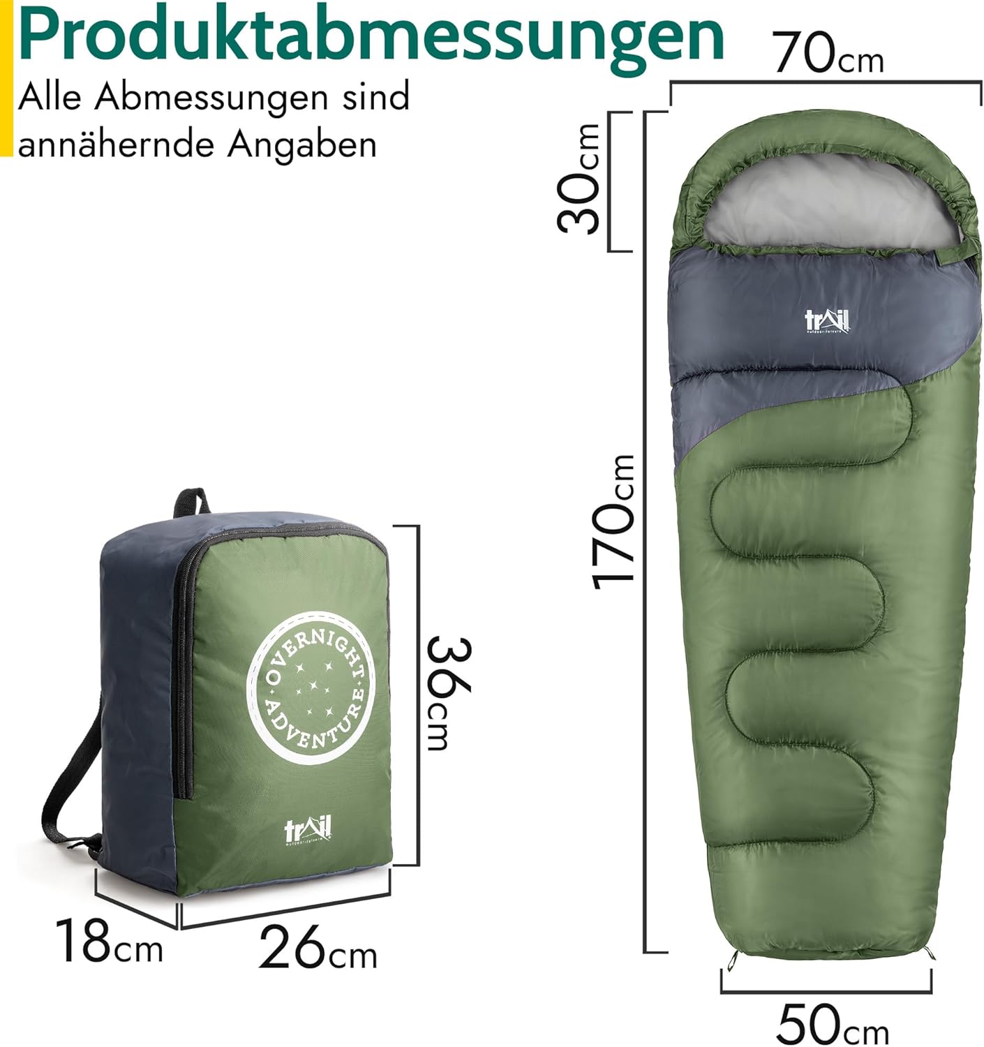 Trail Kinder-Mumienschlafsack 3 Jahreszeiten für Camping – 300 g/m² – für Jungen und Mädchen – mit leichtem Transportrucksack – Bild 7