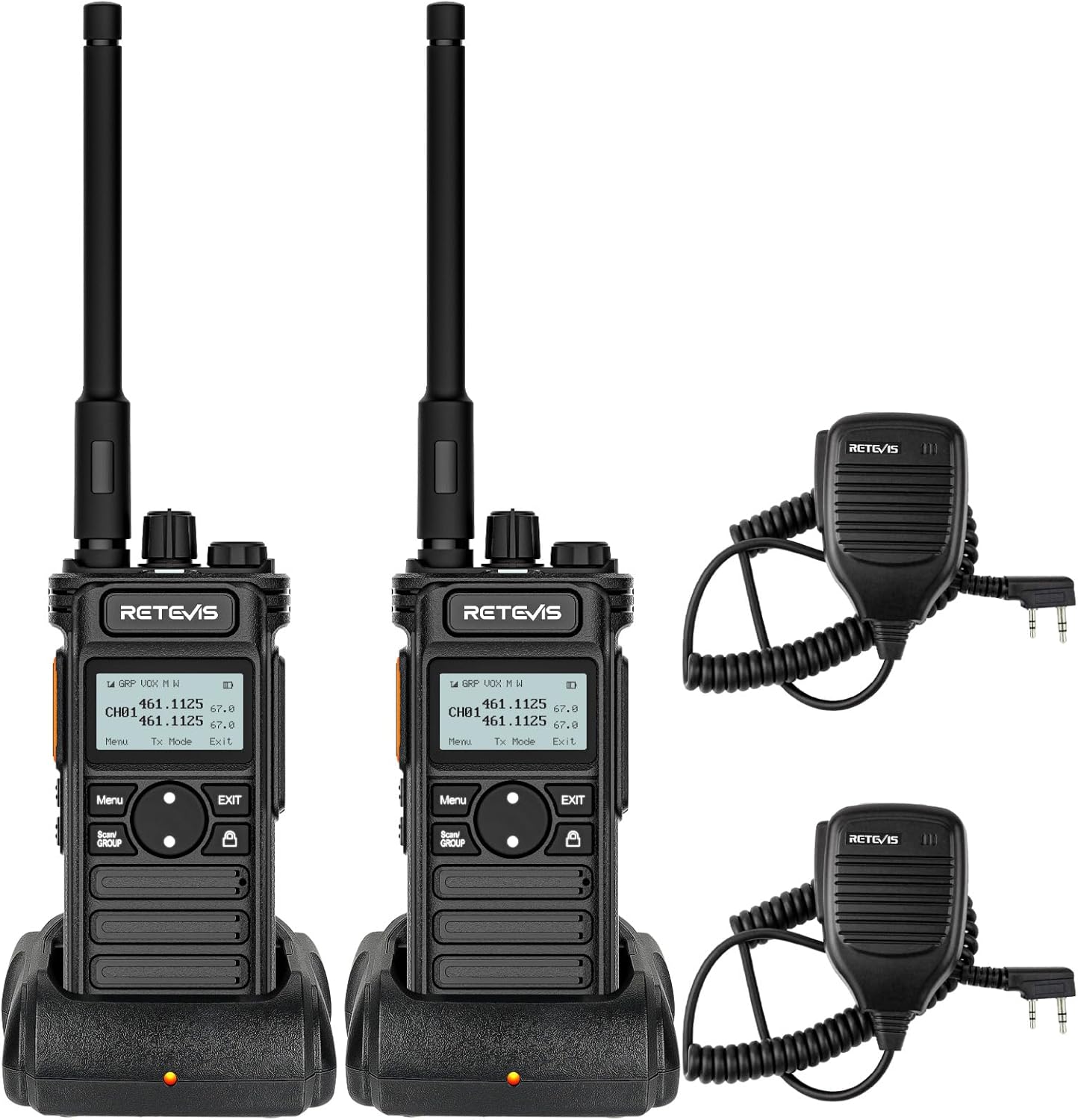 Retevis RT86S Walkie Talkies mit großer Reichweite, professionelle Funkgeräte der nächsten Generation RT86, Typ C, LCD, Gruppenruf, 2600 mAh, Handfunkgeräte für Logistik, Schulen (Schwarz, 2 Stück)