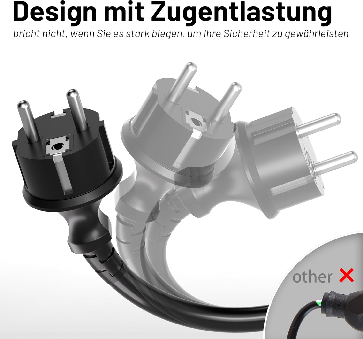 Gummi-Verlängerungskabel 25 m, Außenkabel, Kabelverlängerungen mit Schutzkontaktstecker, Schuko-Verlängerung 16 A/250 V, schwarz, H05RR-F 3G 1,5 mm² – Bild 3