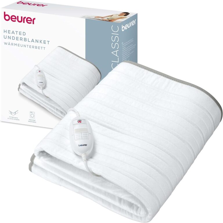 Beurer TS 17 Thermo-Unterbett, weiches Fleece-Material, rutschfest durch Fixierung mit Gummiband, 3 Temperaturstufen, 150 x 80 cm, Sicherheitssystem, abnehmbarer Schalter, maschinenwaschbar bei 30 °C, grau