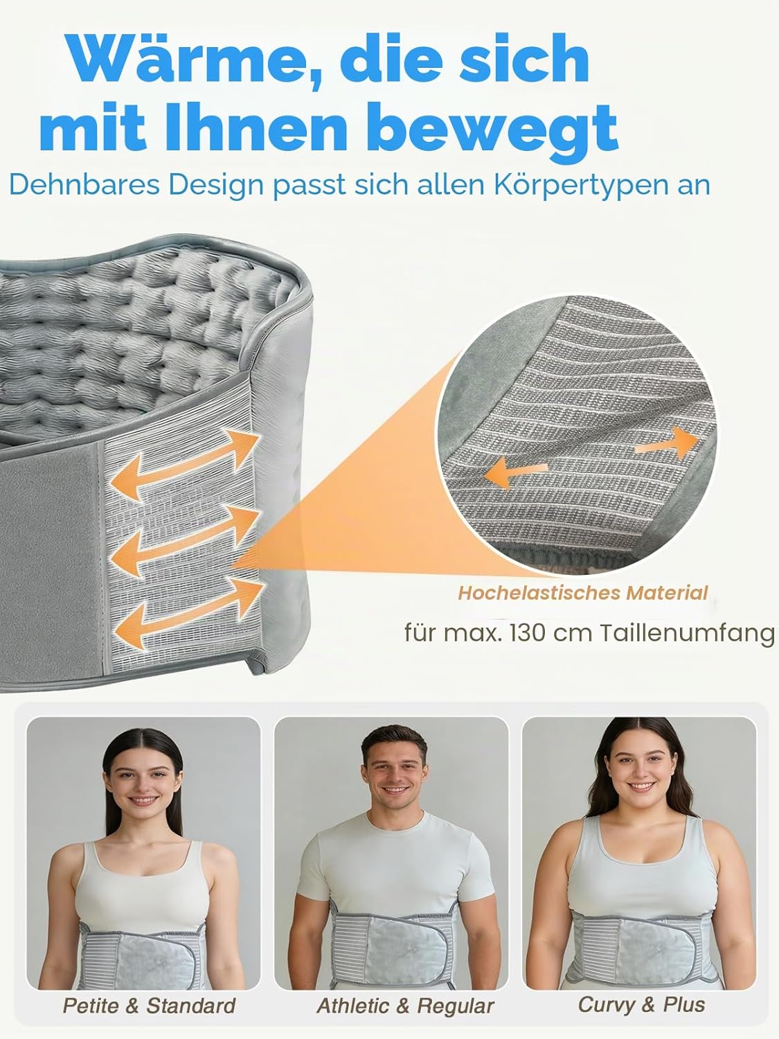 Heat Belt Back Elektrisches Heizkissen mit verstellbarem Taillengürtel für Männer und Frauen – Bild 3