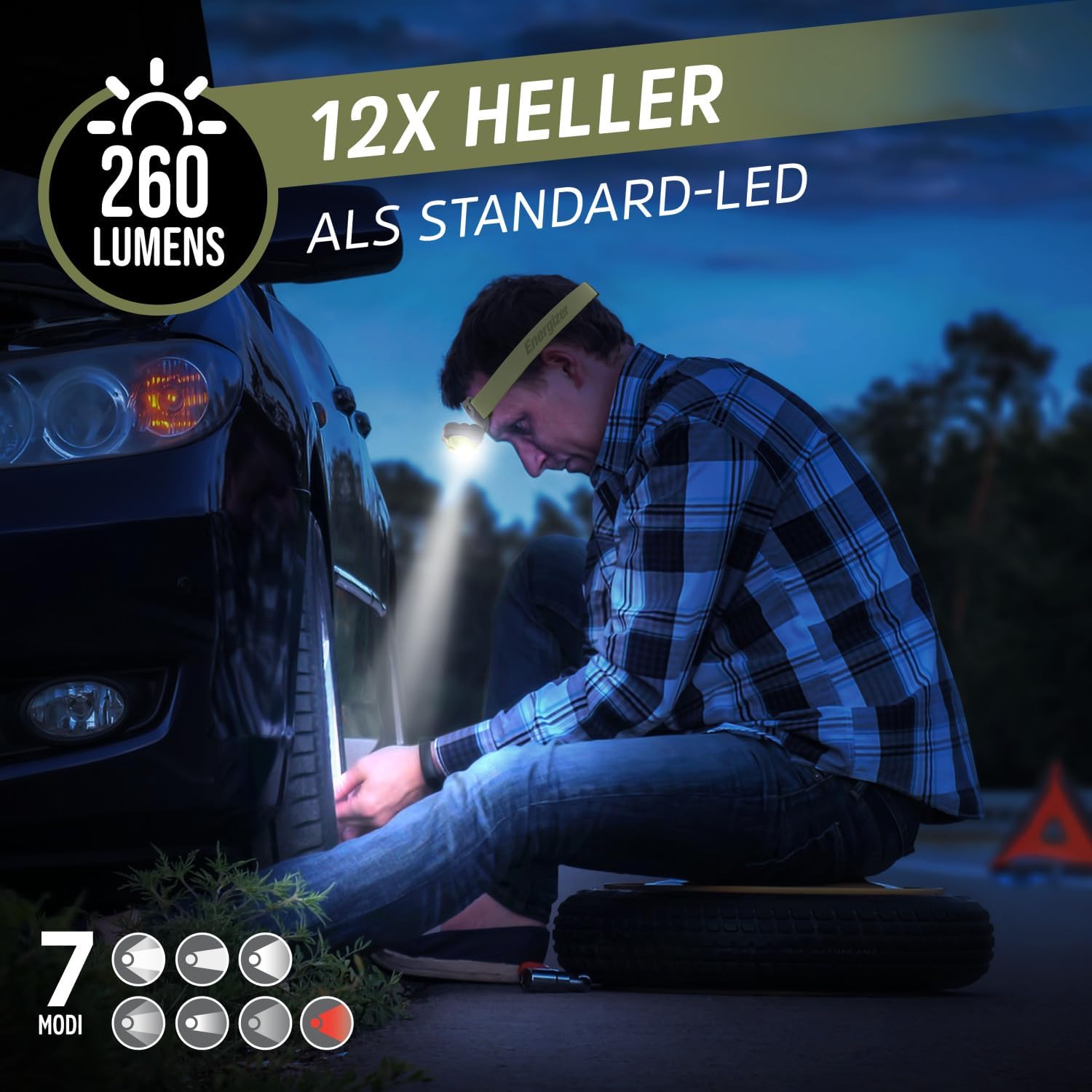 Energizer Stirnlampe LED, Superhelle Kopflampe für Camping, Outdoor und Wandern, Batterie Enthalten, Waldgrün – Bild 2