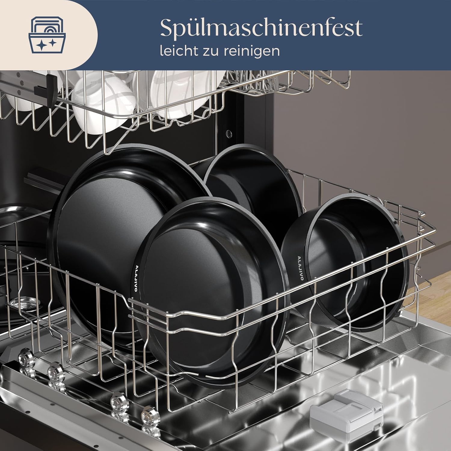 Keramik-Topfset mit abnehmbarem Griff, 14-teiliges Pfannenset mit Antihaftbeschichtung, Topf-Induktions-Kochtopf-Set mit Deckel, 24/28 cm Bratpfanne, für alle Herdarten, ofenfest, ofenfest – Bild 5