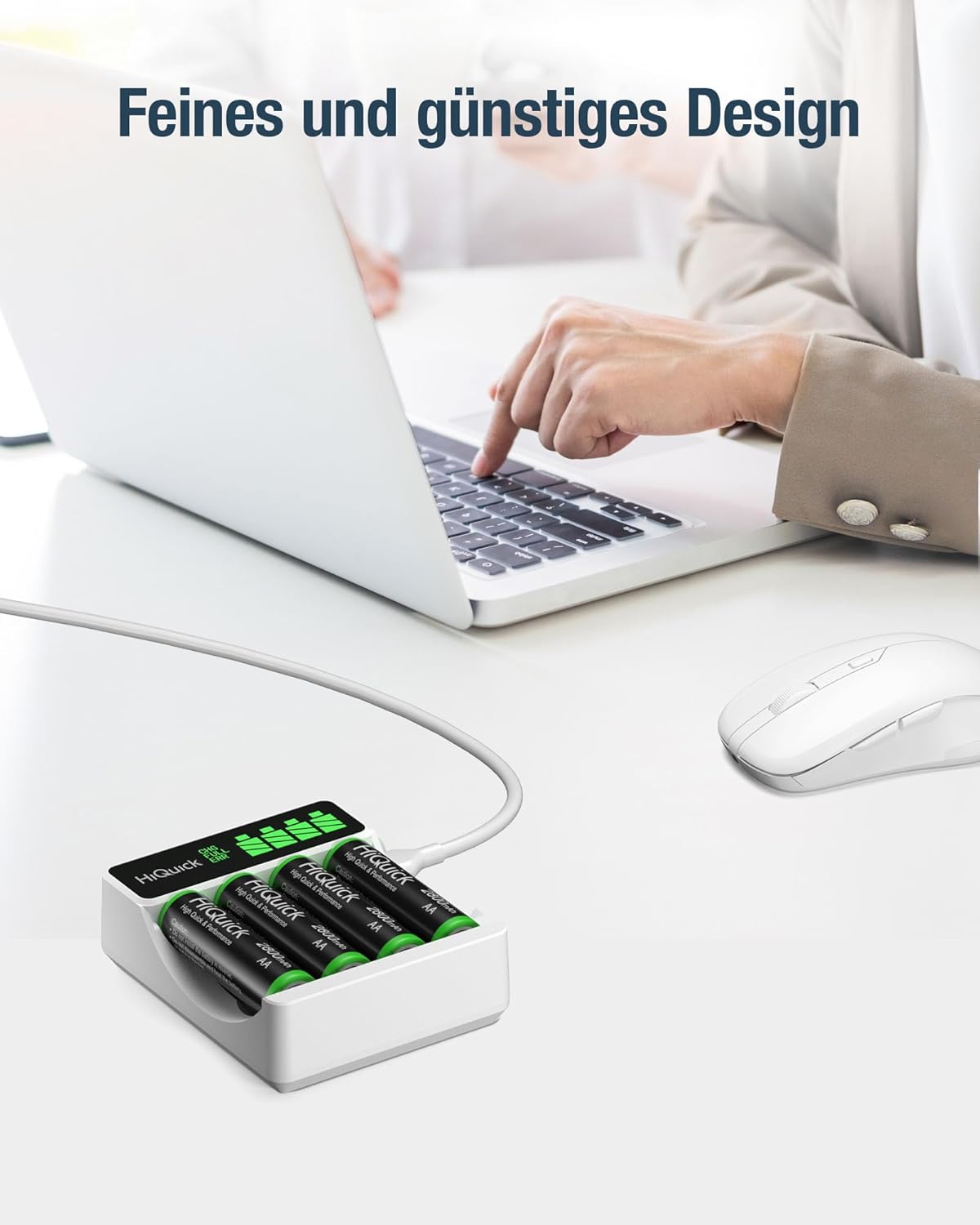 HiQuick Akkuladegerät mit LCD-Display für NI-MH NI-CD AA/AAA Akkus, 4 Ladeplätze, universelles Schnellladegerät für wiederaufladbare Mignon AA und Micro AAA (2 Stück) – Bild 7