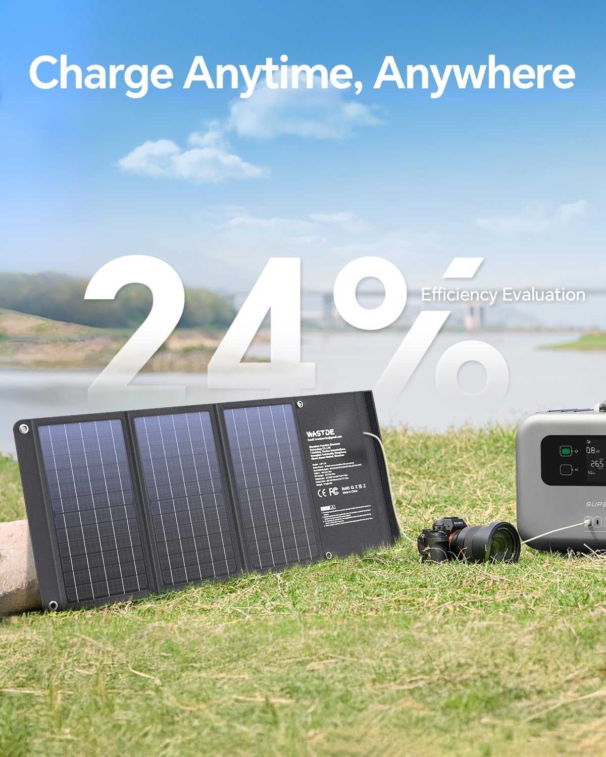 Solarpanel faltbar, 30 W tragbares Solarladegerät USB-C/USB/DC QC3.0 schnelle Ausgabe für Handy-Kraftwerk, 24 % hohe Umwandlungseffizienz IPX4 wasserdicht für Camping-Aktivitäten im Freien – Bild 4