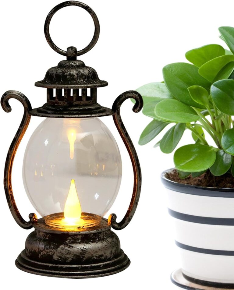 Vintage Laterne LED - Dekorative Mini Laterne Batteriebetrieben, Kleine Tragbare Hängende Öllampe | Retro Seillampe Garten, Schlafzimmer, Wohnzimmer, Esstisch, PA