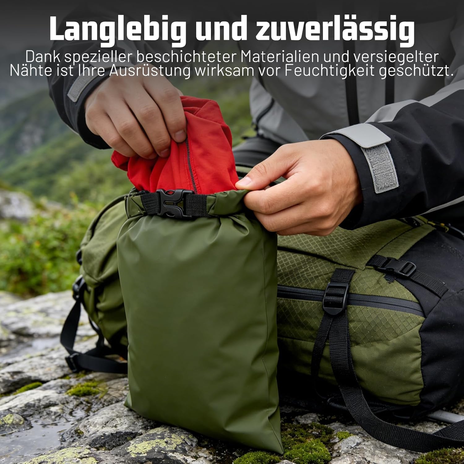 Trockentaschen-Set mit 6 wasserdichten Taschen – 1,5 l, 2,5 l, 3 l, 3,5 l, 5 l, 8 l, wasserdichte Tasche und Packtaschen mit verstellbarem Riemen, schützt das Telefon | Perfekt für Outdoor- und Wassersport | Ultraleicht und robust – Bild 6