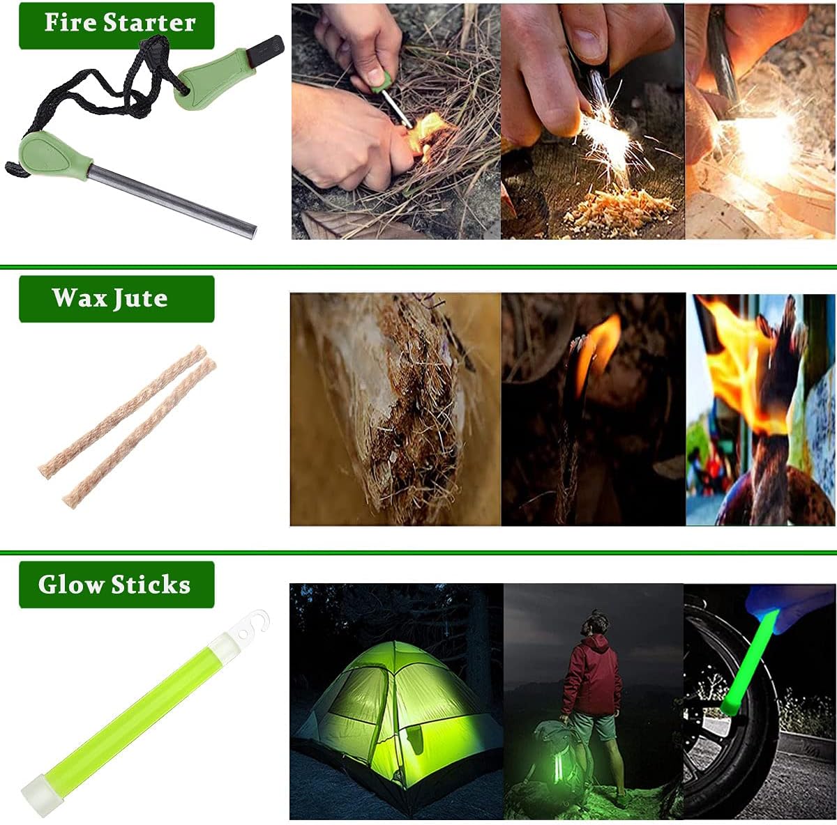 Überlebensset, 15-in-1 Outdoor-Notfallset, Überlebensset mit Notfalldecke, Paracord-Armband, Taschenlampe und anderer Überlebensausrüstung, ideal für Wandern, Camping, Bushcraft-Abenteuer – Bild 6