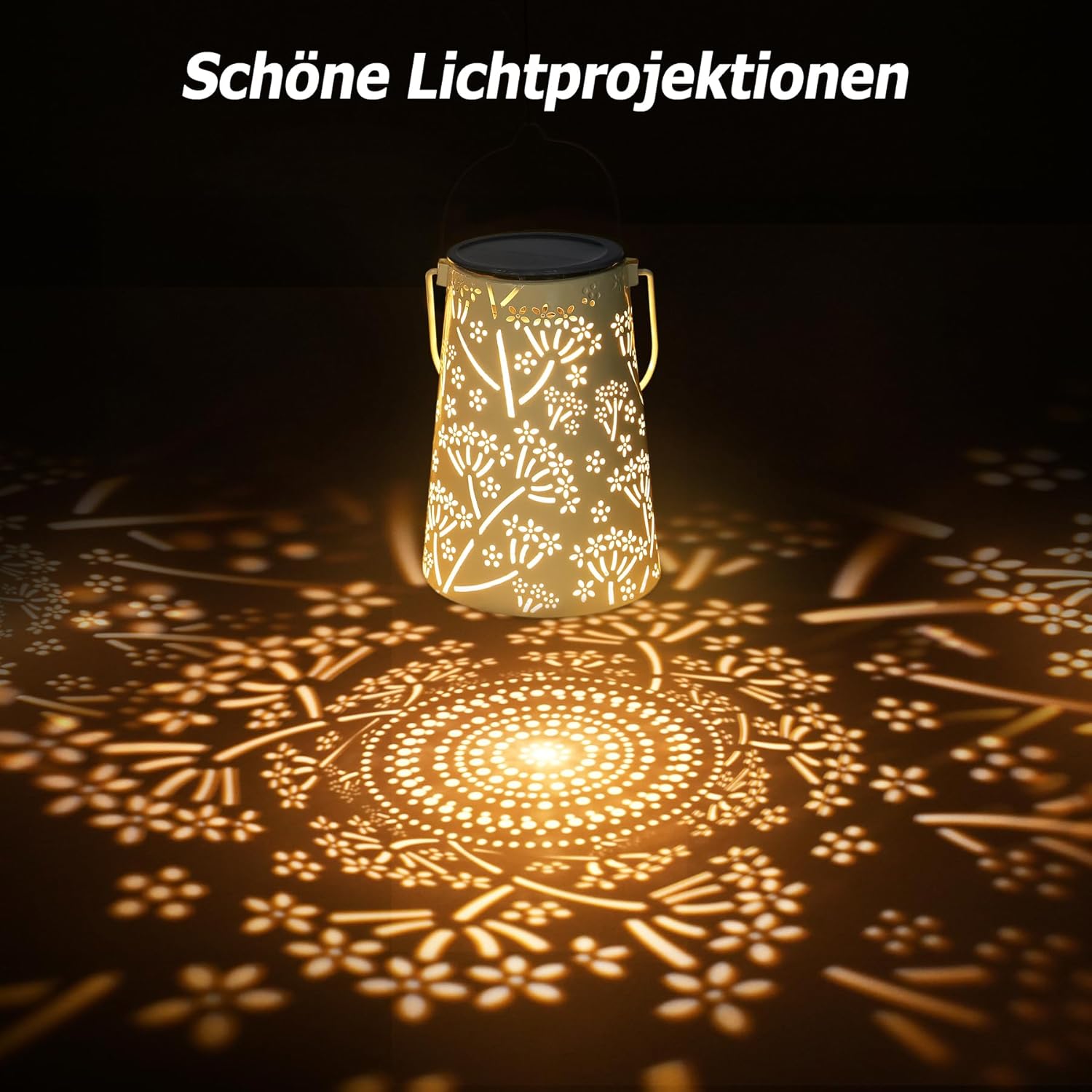 Geschenke für Frauen, JOYCREATOR Solarlaternen für den Außenbereich, 2 Stück, LED-Solarlaterne für den Außenbereich, IP65 Metall hängend/stehend, Outdoor-Solarleuchten für draußen, Garten, Dekoration, Hof, Terrasse, Weg, Balkon (weiß) – Bild 3