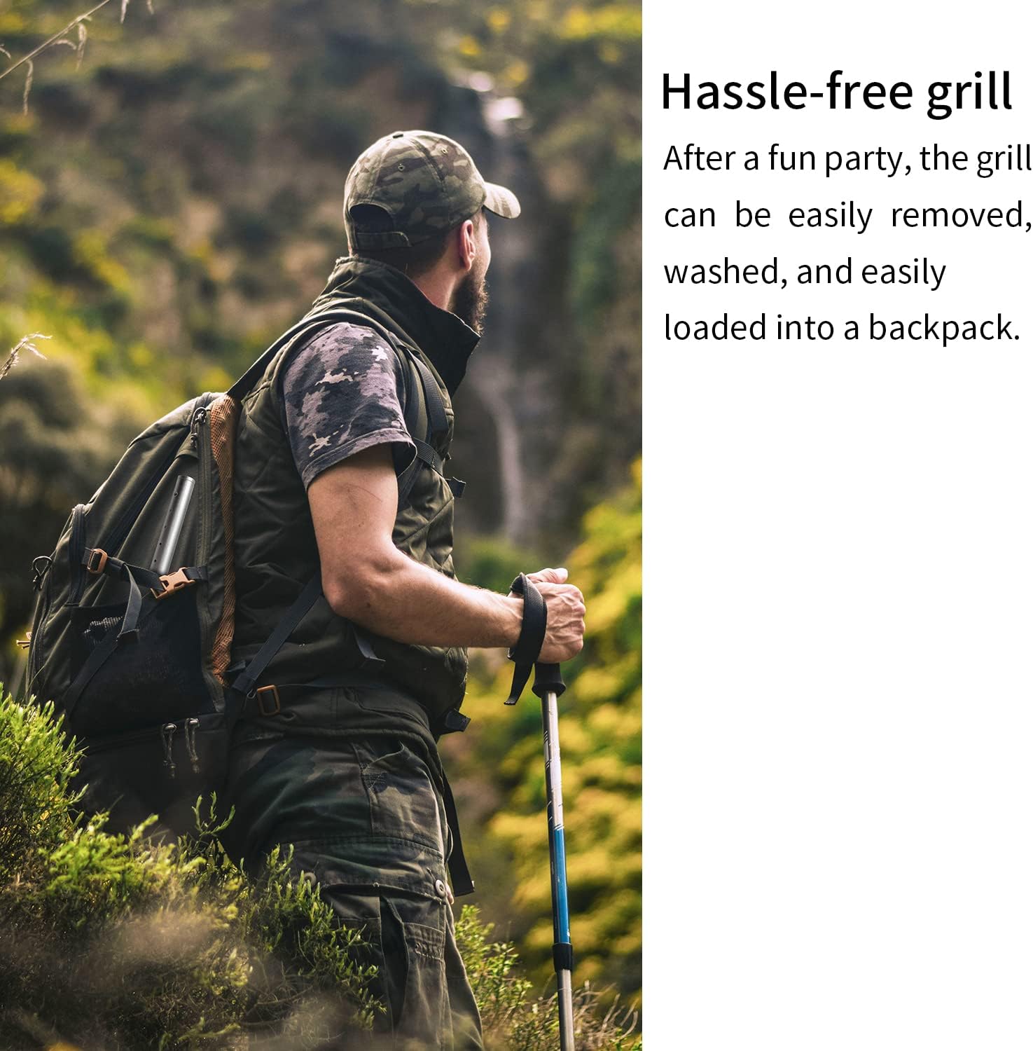 LOSMANN Tragbarer Campinggrill, Holzkohlegrill, abnehmbarer Minigrill aus verchromtem Edelstahl für Picknicks, Camping, BBQ, Trekking, Reisen, Hinterhöfe, Outdoor, einfacher Auf- und Abbau – Bild 6