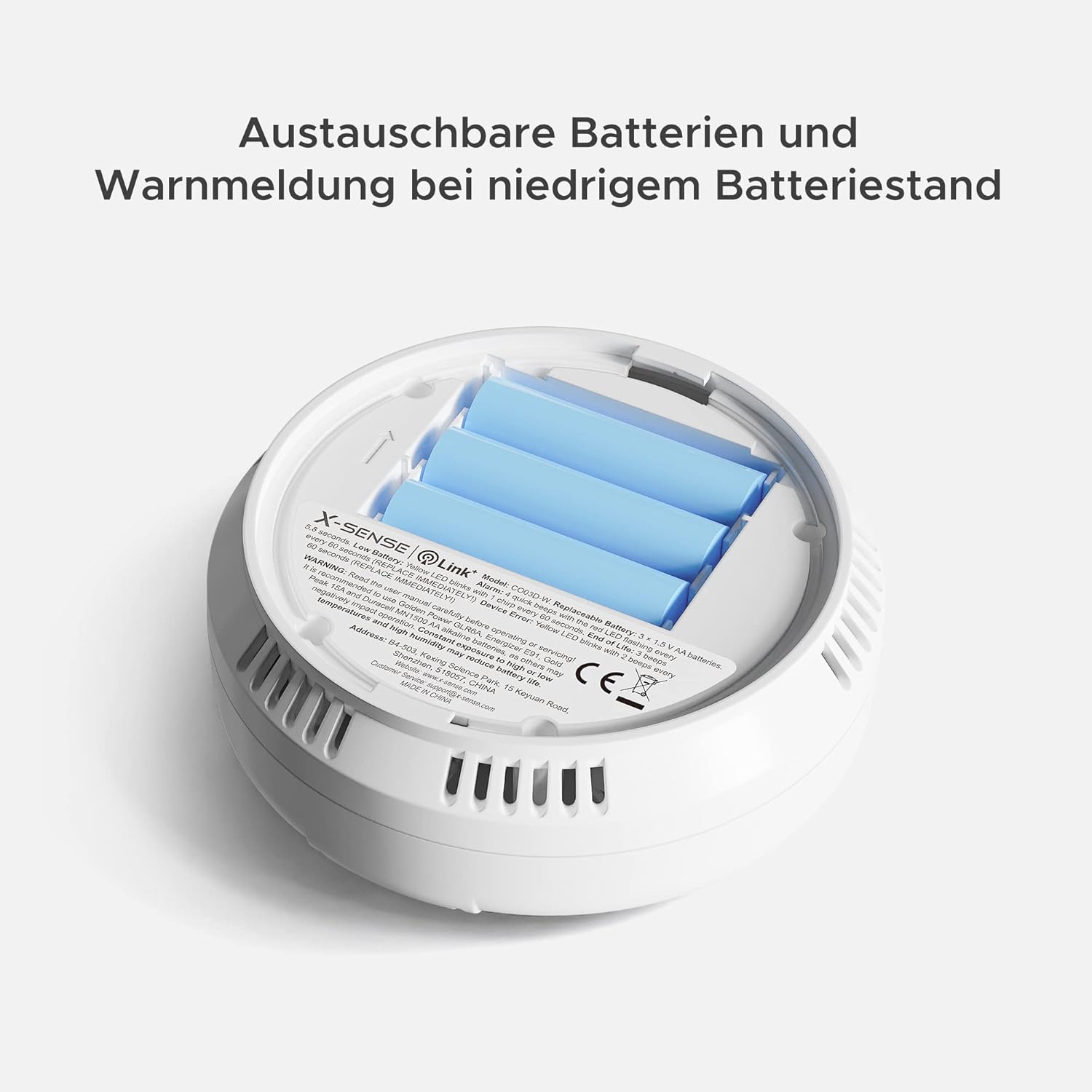 X-Sense CO03D-W Netzwerkfähiger CO-Melder mit Digitalanzeige, CO-Melder mit austauschbarer Batterie, TÜV Rheinland-zertifiziert nach EN 50291, 1er-Set – Bild 5
