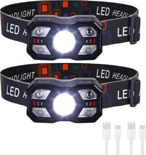 Stirnlampe LED wiederaufladbar, 2 S...