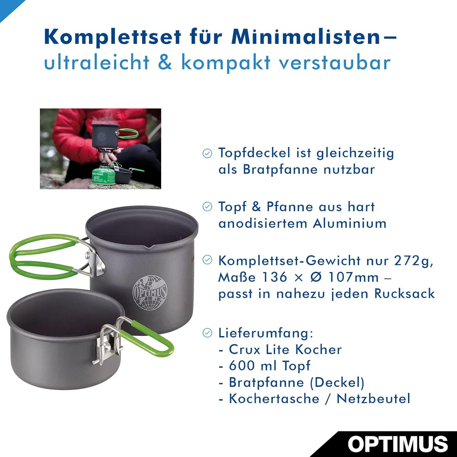 Optimus 8019749 Crux Lite Solo Cooking System Herd mit Topf – Bild 6