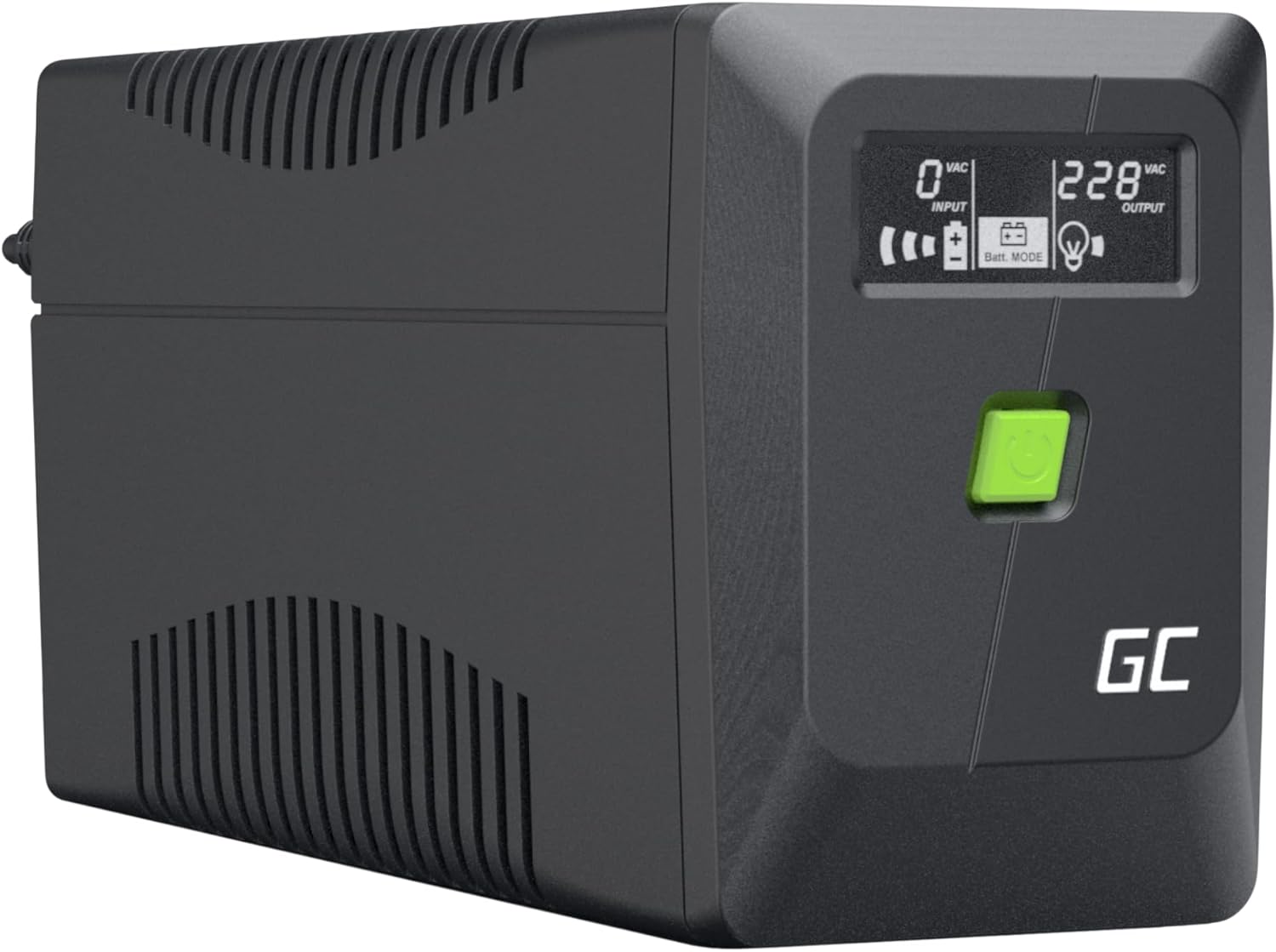 Green Cell PowerProof USV 850VA 480W, LCD-Display, 12V/9Ah Batterie | Notstromversorgung mit modifizierter Sinuswelle, Überspannungsschutz, USB/RJ45 und 2 Schuko-Ausgängen für Haushaltsgeräte – Bild 2